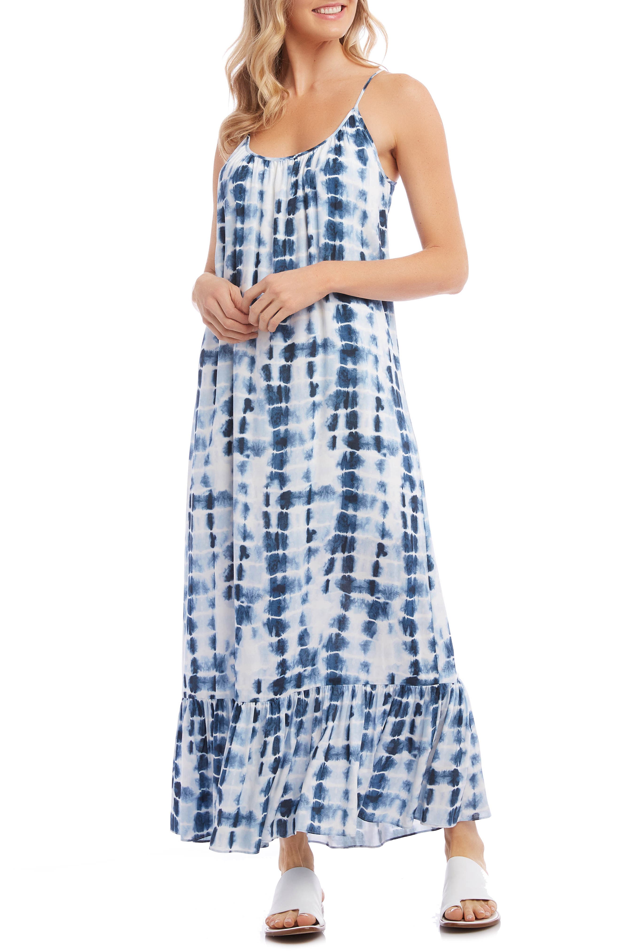 Karen Kane Ruffle Hem Maxi Dress, Blue