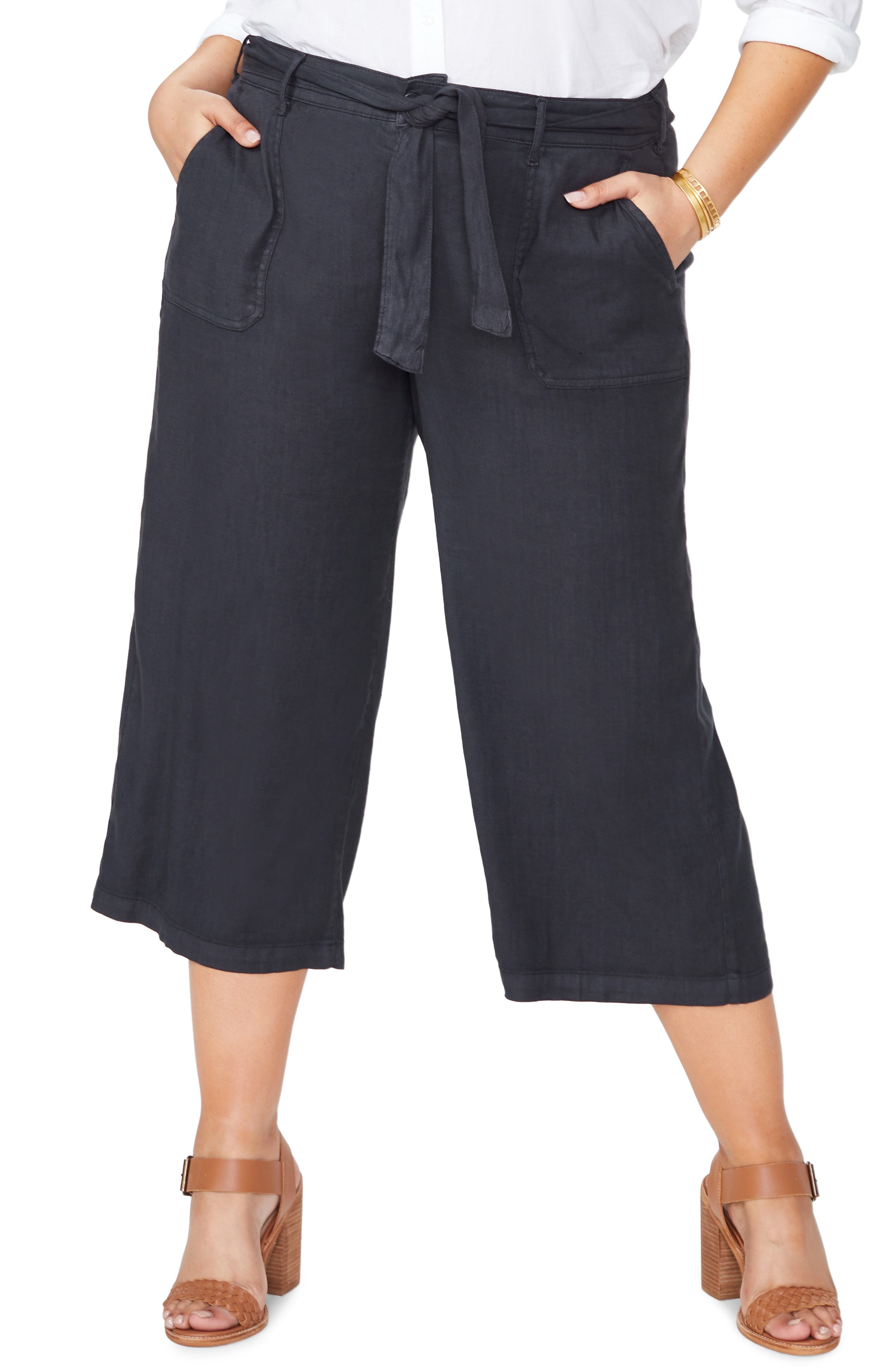 Plus Size Nydj Fashion Cargo Capri Pants, Black