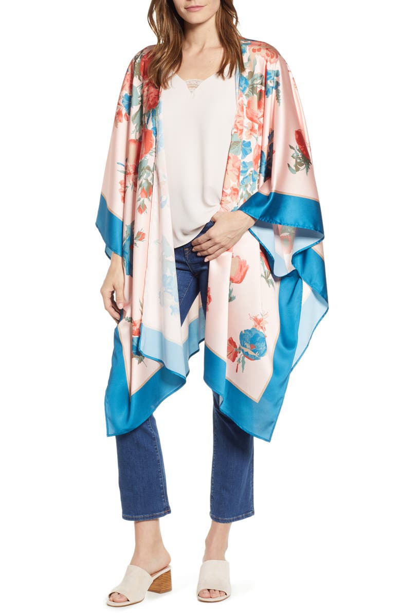 NORDSTROM Print Ruana, Main, color, PINK CHI CHI RUANA