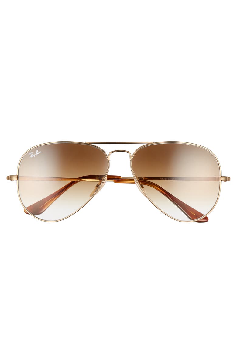 RAY BAN 58MM AVIATOR SUNGLASSES - GOLD/ BROWN GRADIENT,RB368958-Y