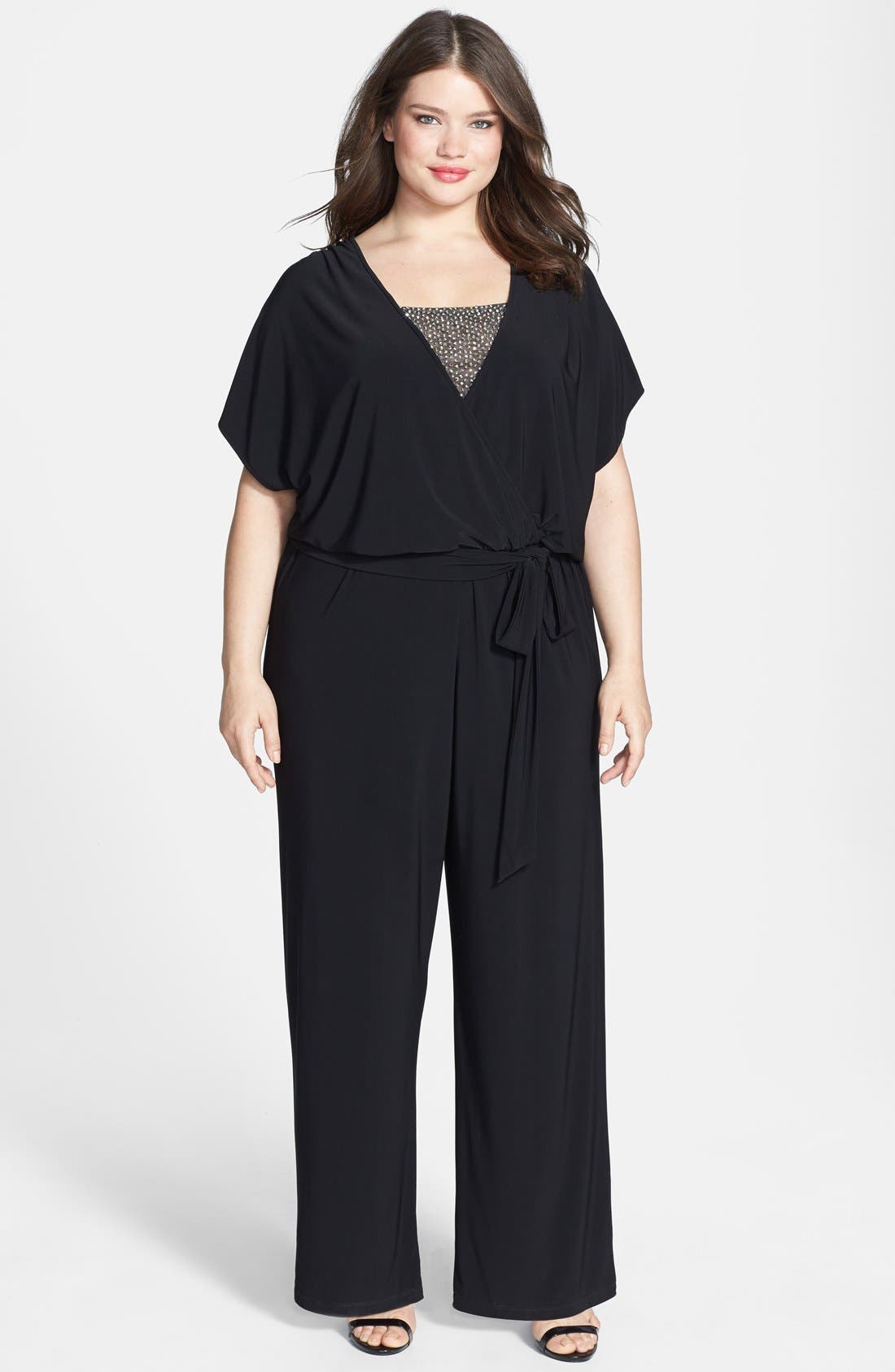 Xscape Embellished Inset Blouson Jumpsuit (Plus Size) Nordstrom