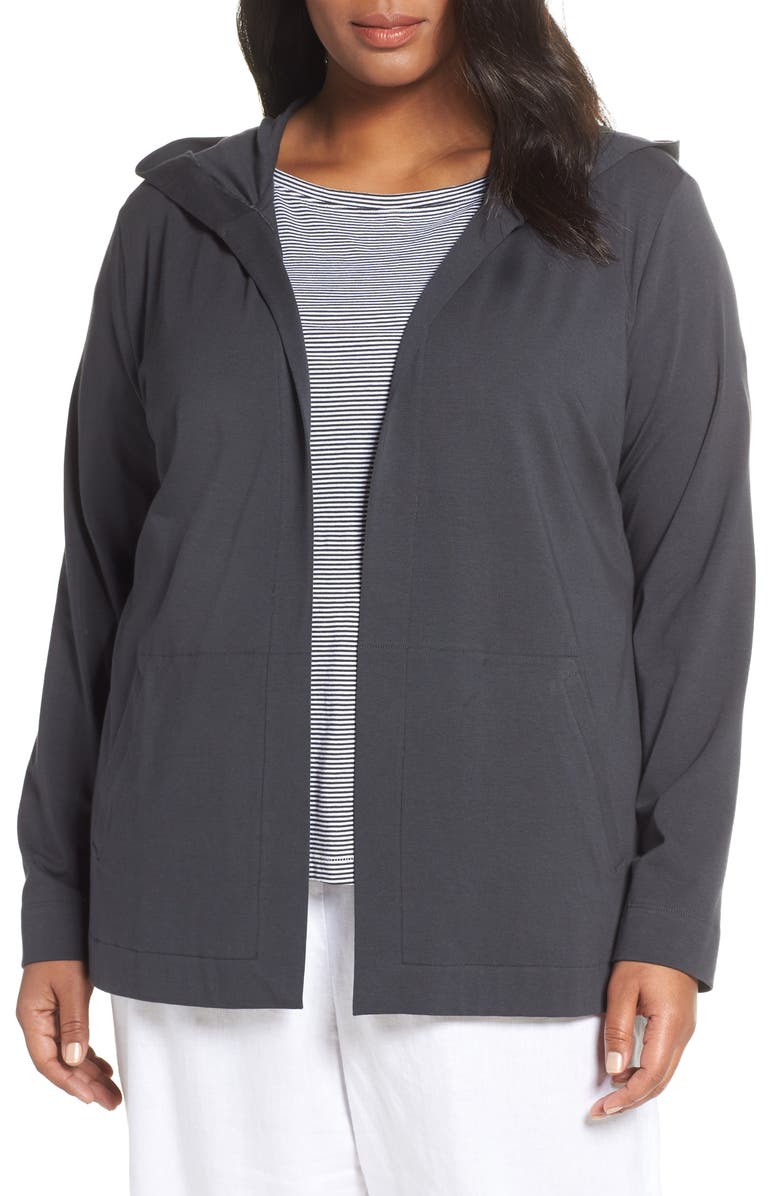 Eileen Fisher Tops STRETCH COTTON HOODED CARDIGAN