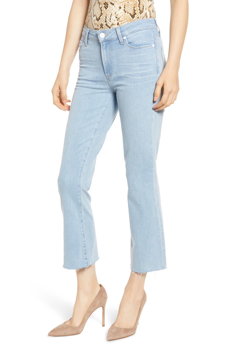 PAIGE Colette High Waist Raw Hem Crop Flare Jeans (Elio) | Nordstrom