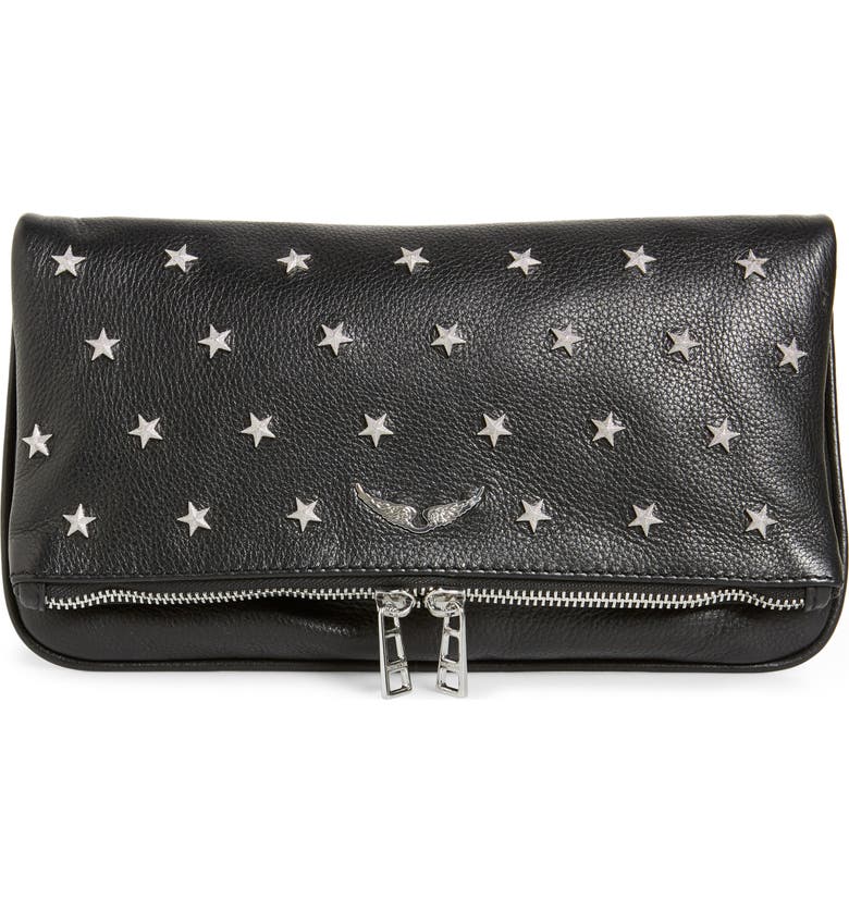 Zadig & Voltaire Rock Star Studded Leather Clutch - Black In Noir ...