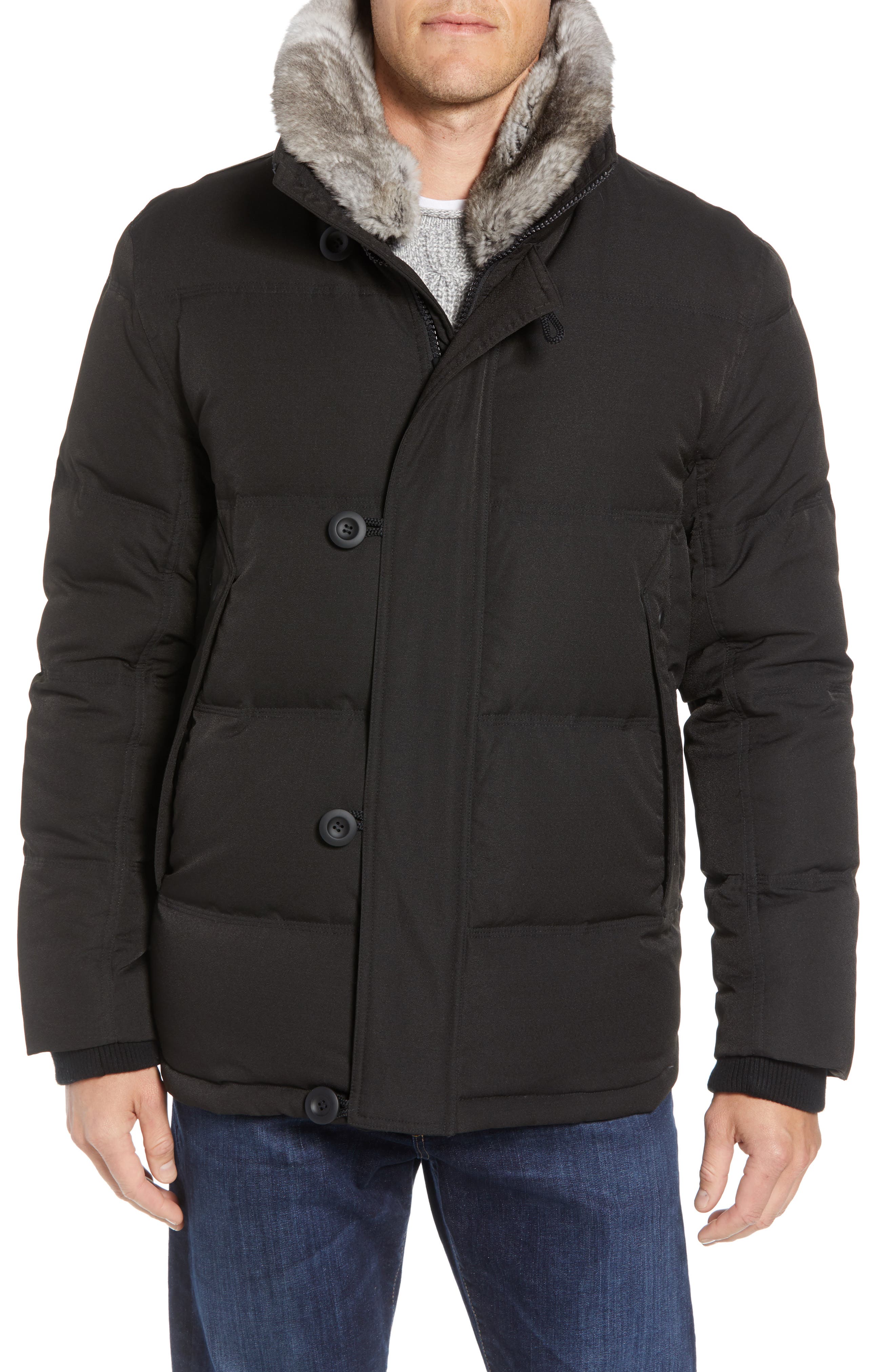 Andrew Marc Bryant Genuine Rabbit Fur Trim Down Jacket