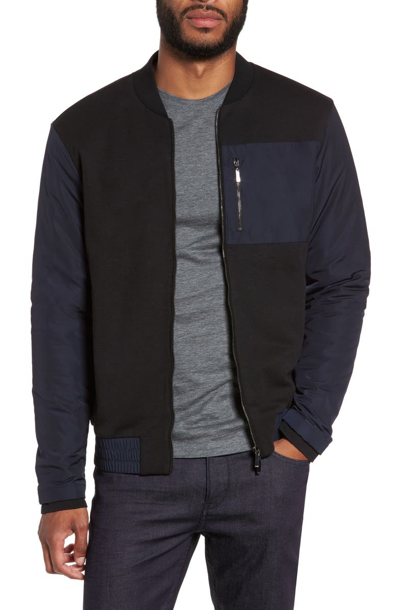 BOSS Skiles 06 Mixed Media Bomber Jacket | Nordstrom