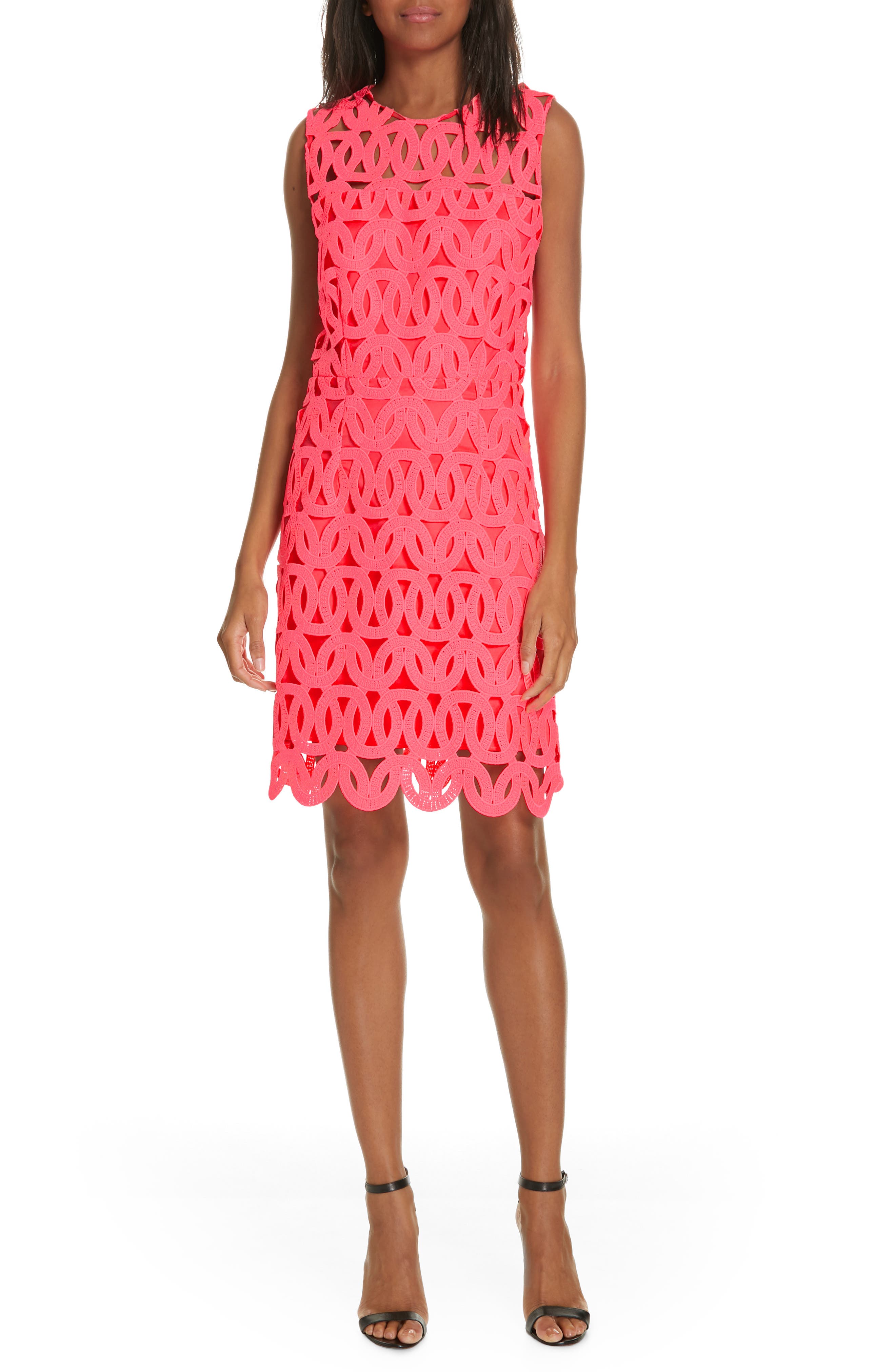 Milly Sienna Lace Detail Shift Dress, Pink