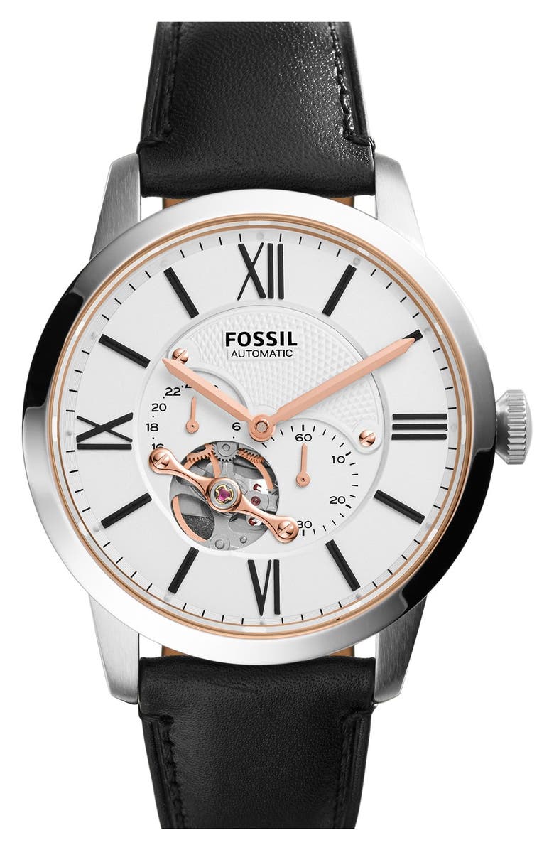 Fossil 'Townsman' Automatic Leather Strap Watch, 44mm | Nordstrom