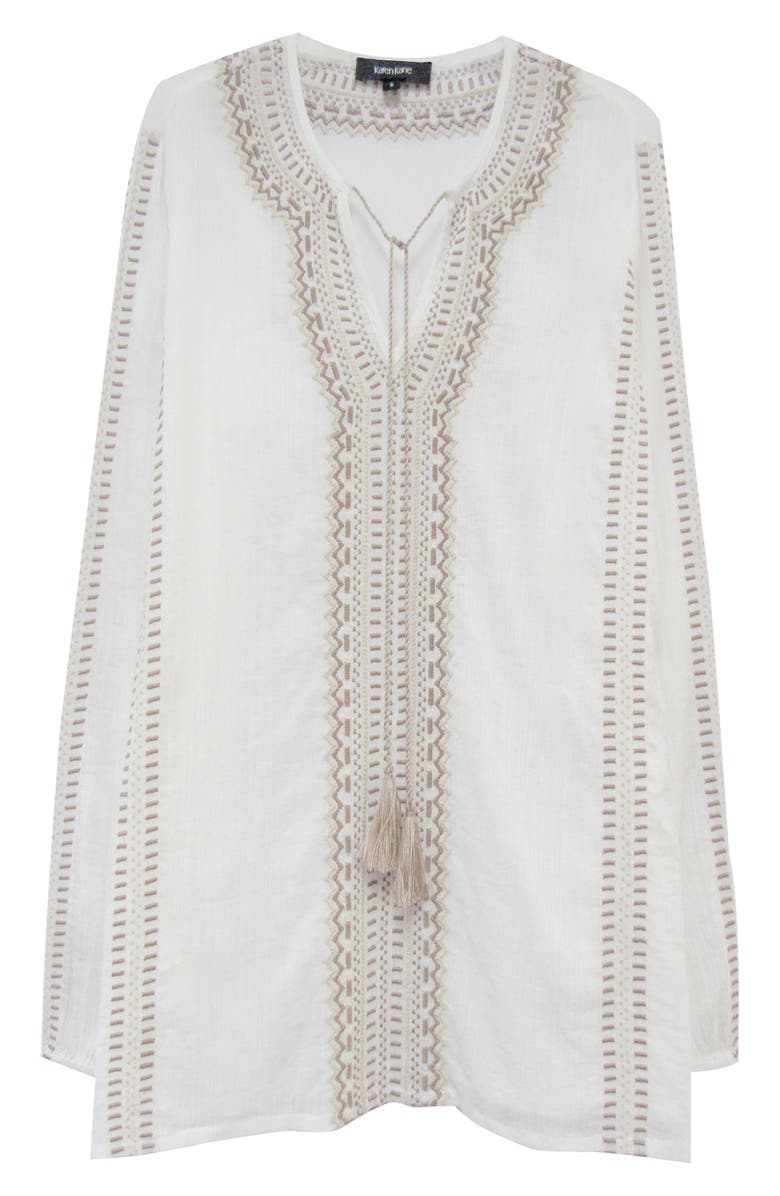 Shop Karen Kane Embroidered Tunic Top In Off White