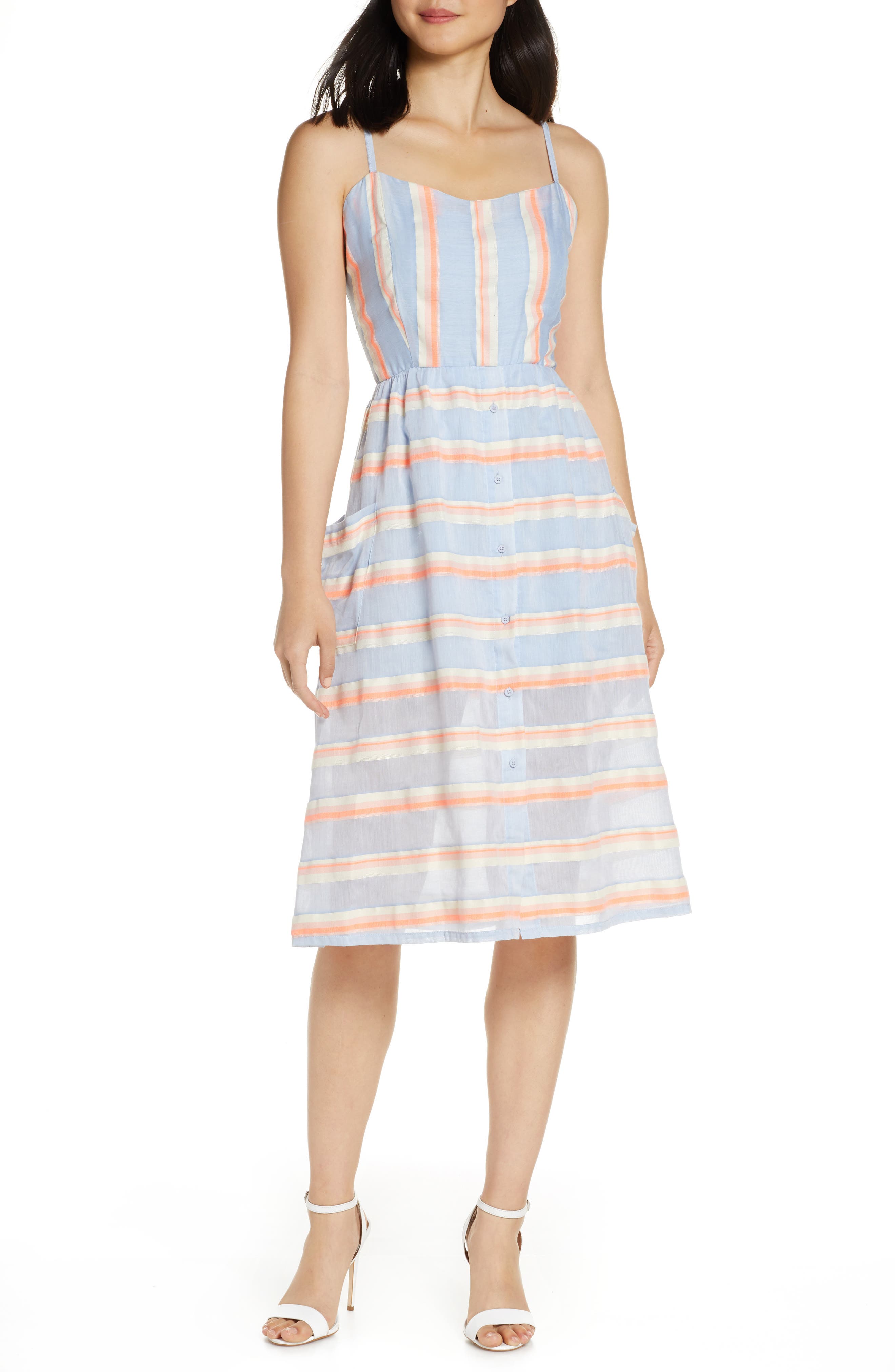 Bb Dakota Late In The Day Yarn Dyed Sundress, Blue