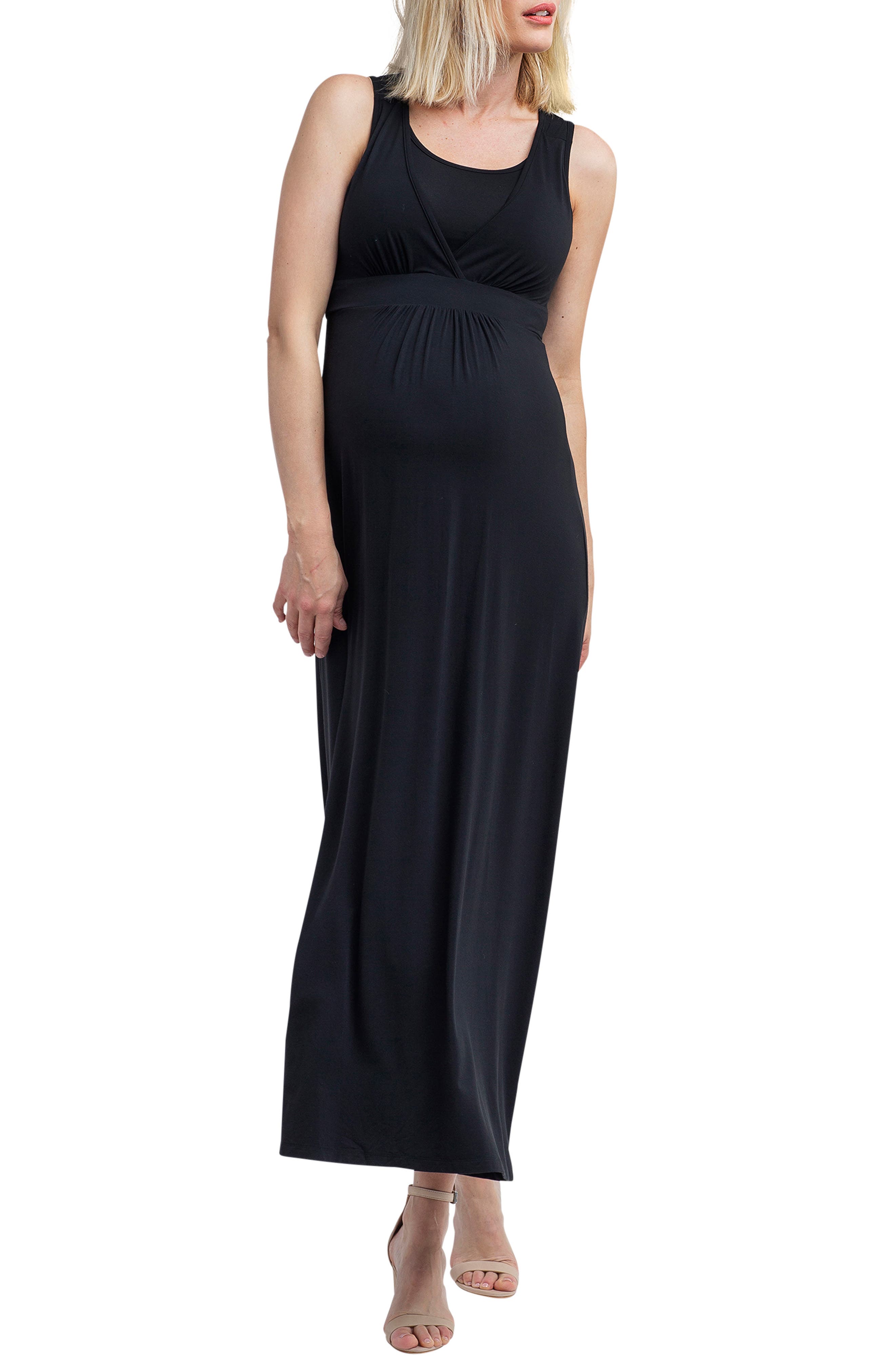 Nom Maternity Hollis Maternity/nursing Maxi Dress, Black