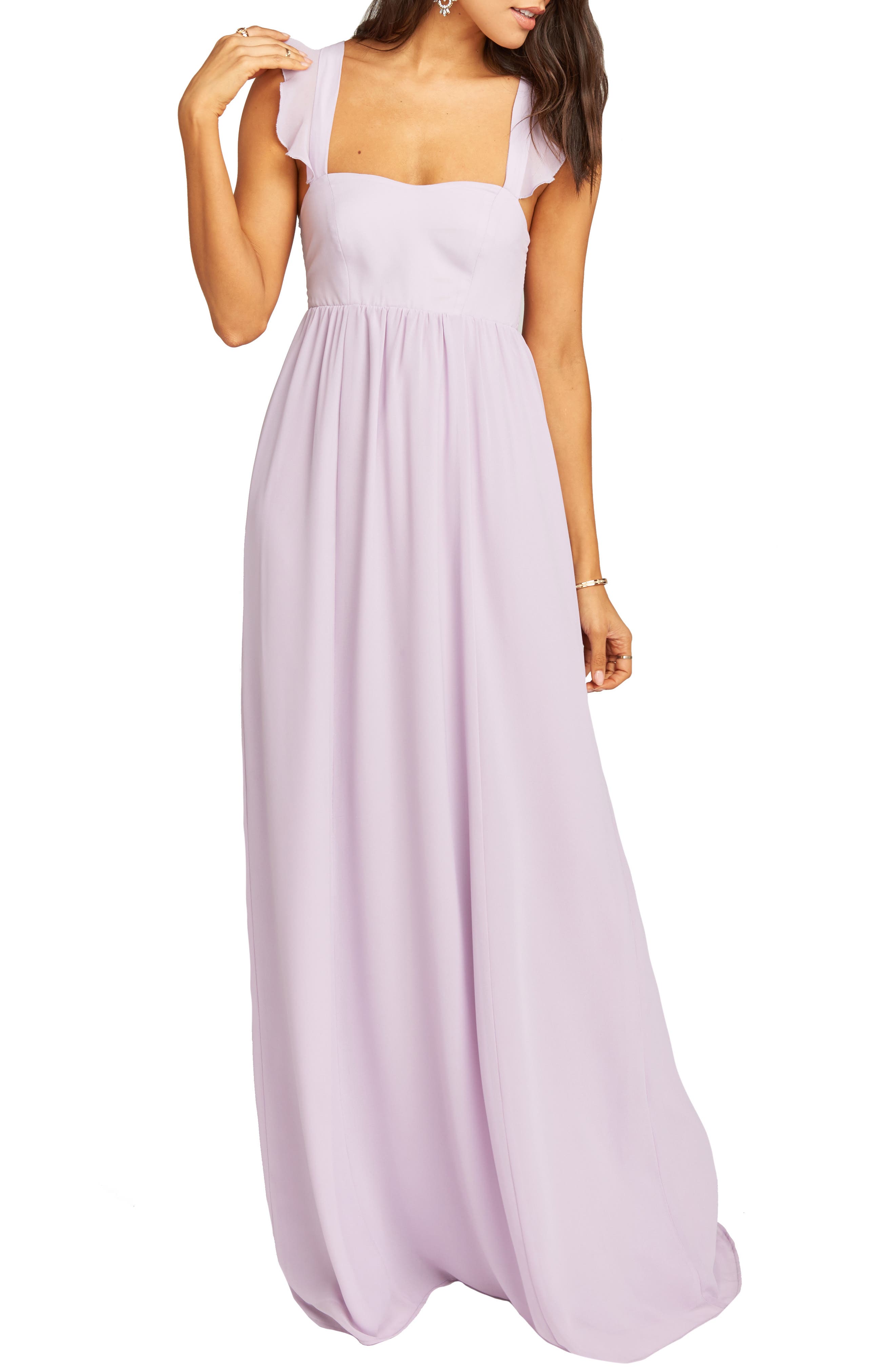 Show Me Your Mumu June Ruffle Strap Evening Dress, Purple