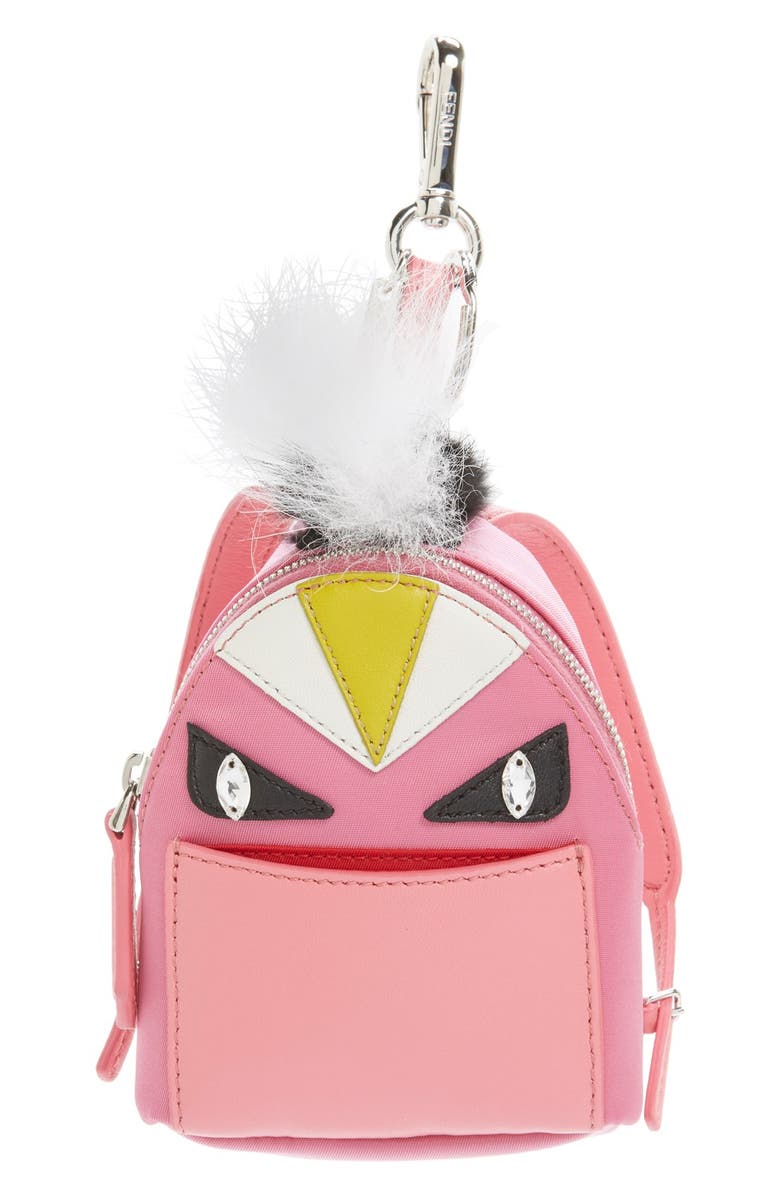 Fendi 'Monster' Genuine Fox & Nutria Fur Trim Backpack Bag Charm ...