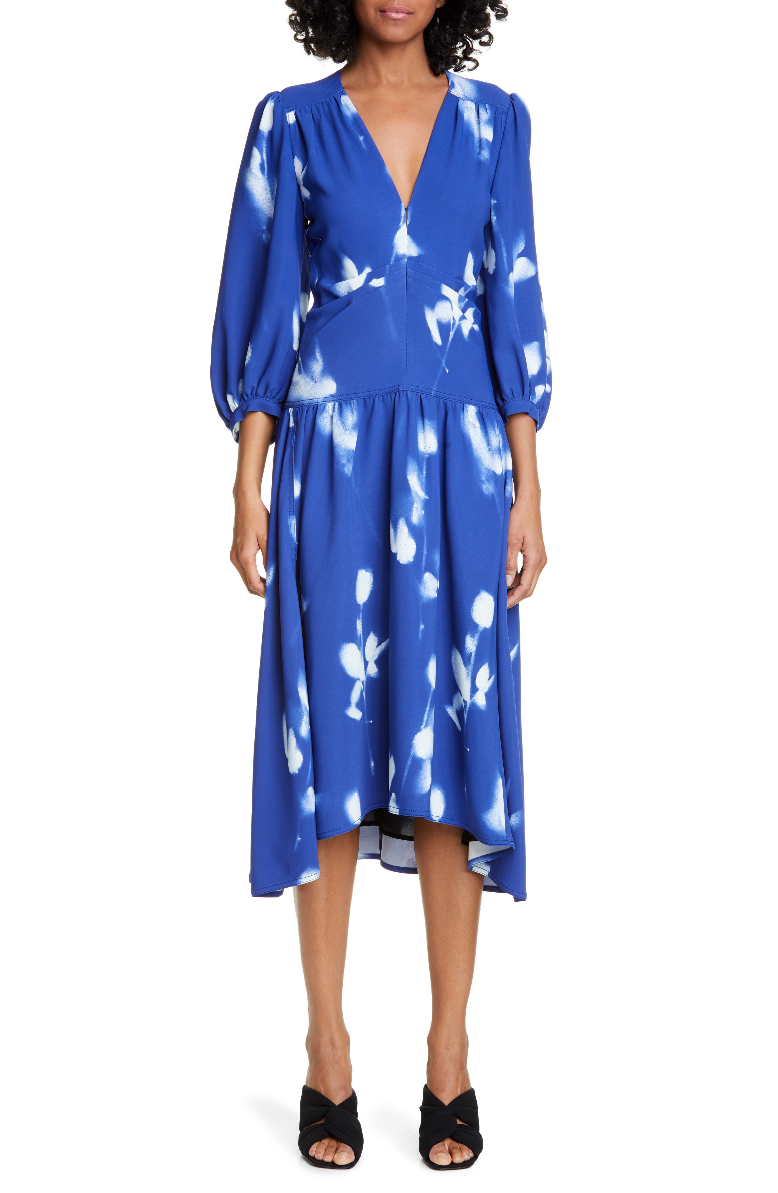 Proenza Schouler Print Cady Midi Dress, Blue