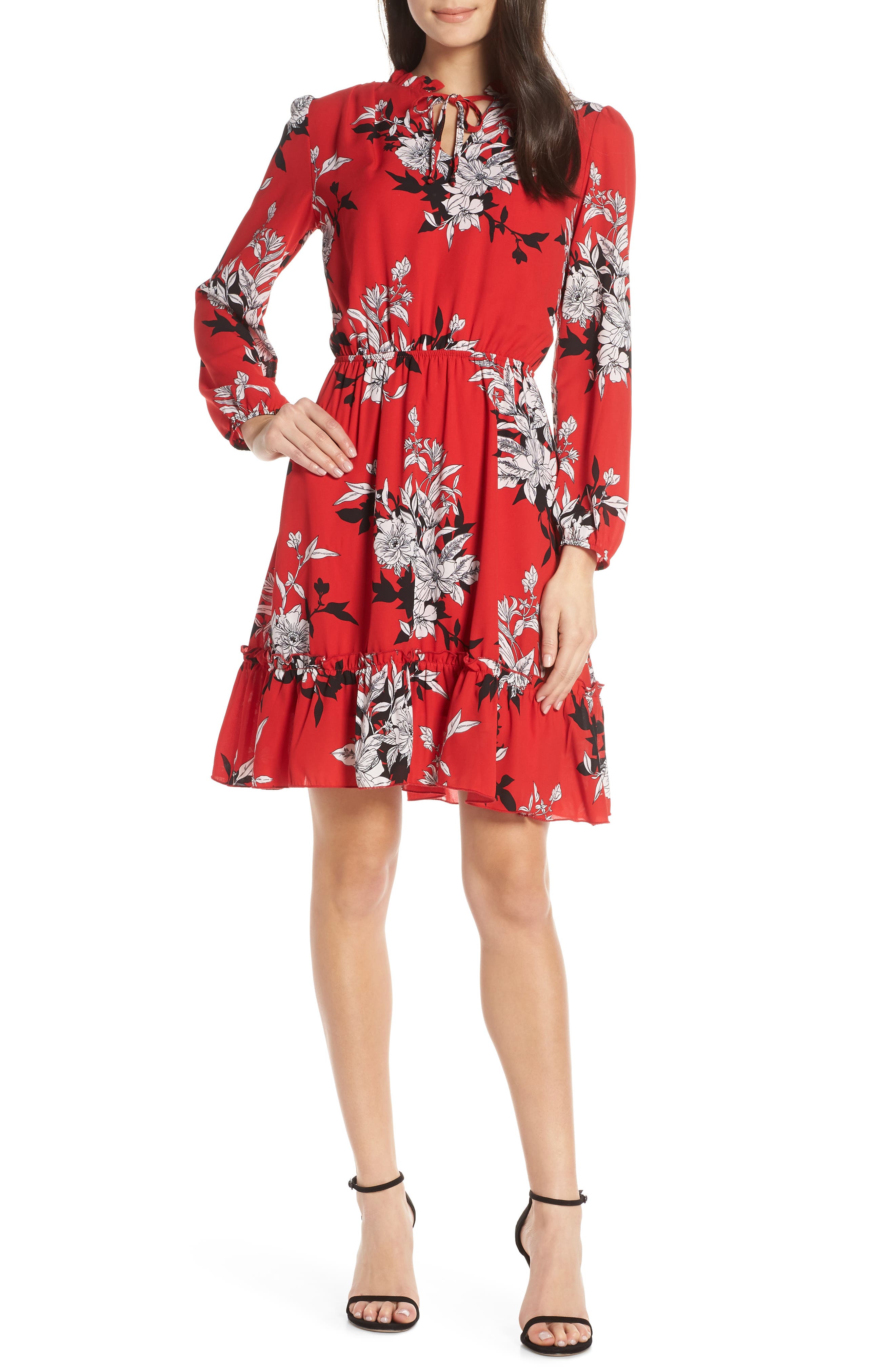 Fraiche By J Chelsy Blouson Dress, Red