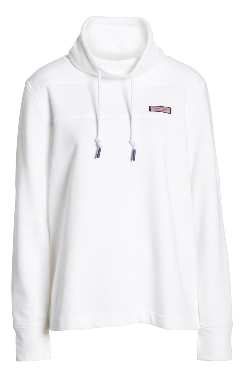 Vineyard Vines Classic Garment Dyed Funnel Neck Sweatshirt In White Cap
