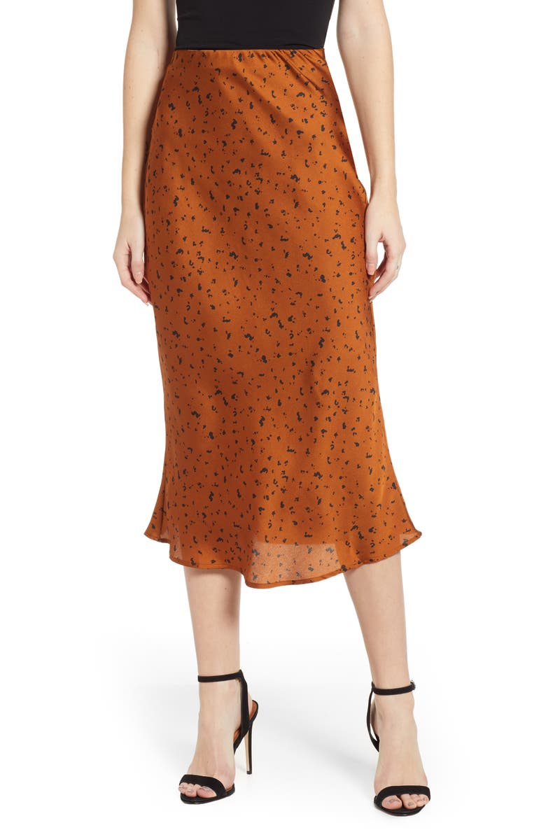J.o.a. Skirts ANIMAL PRINT SATIN MIDI SKIRT