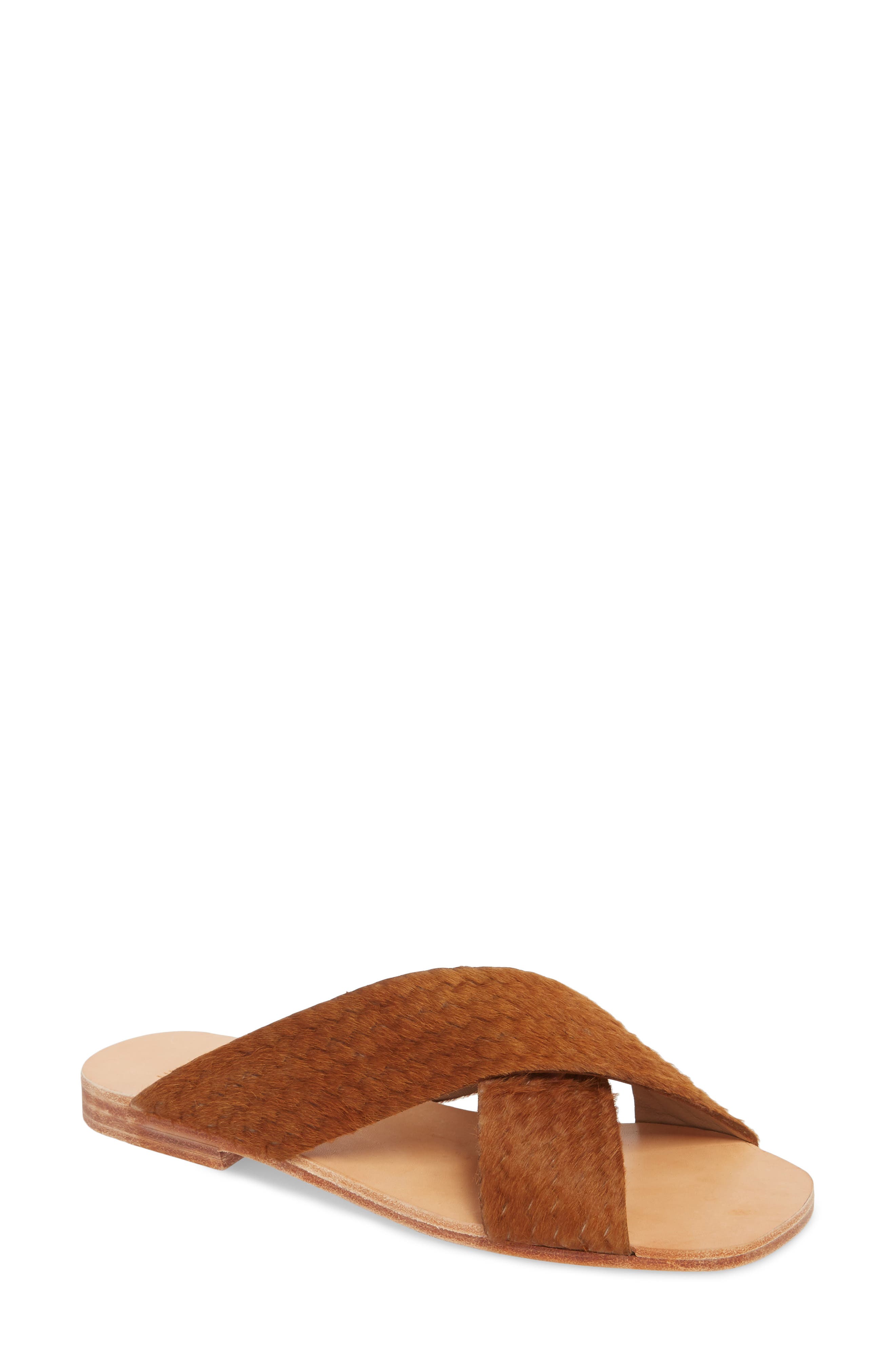 Huma Blanco Odessa Genuine Calf Hair Slide Sandal, Brown