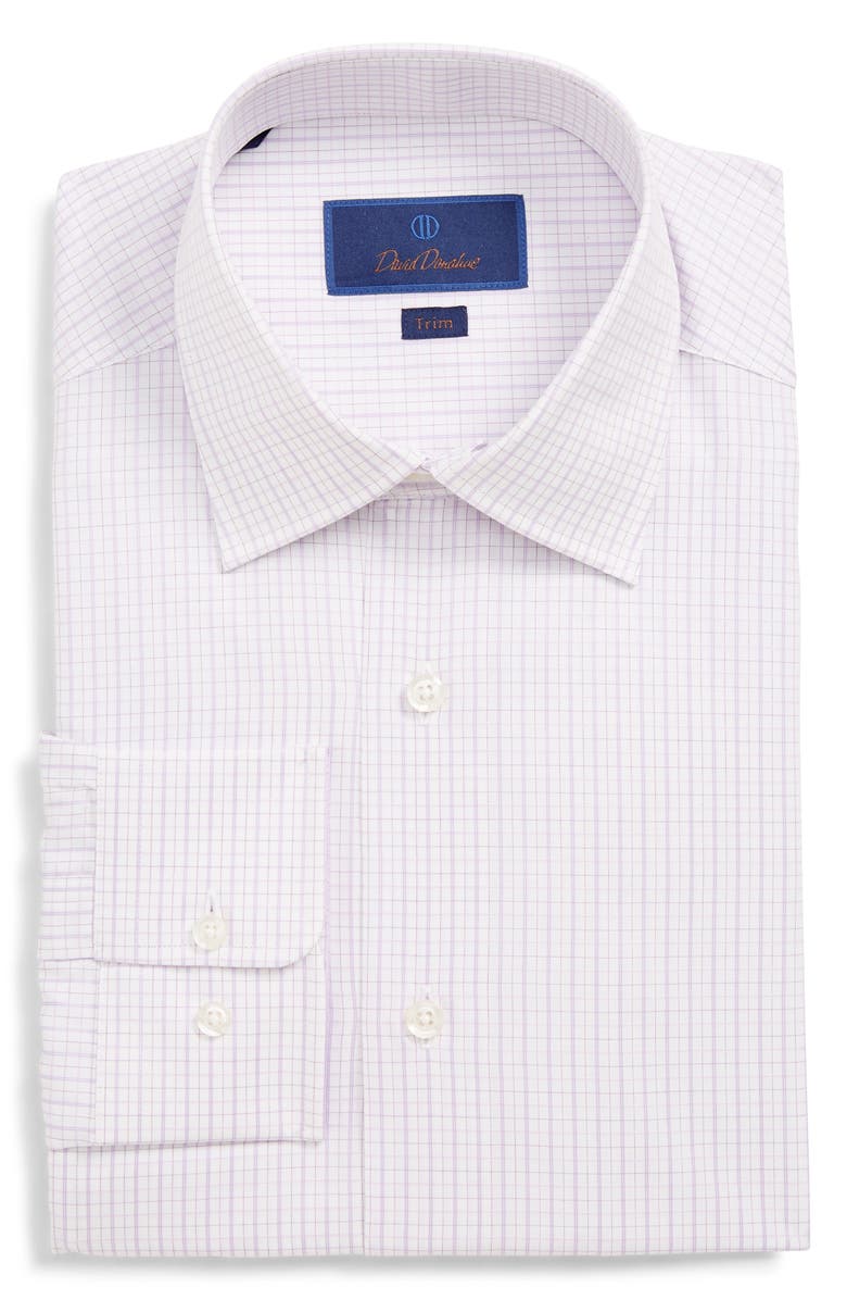David Donahue TRIM FIT CHECK DRESS SHIRT