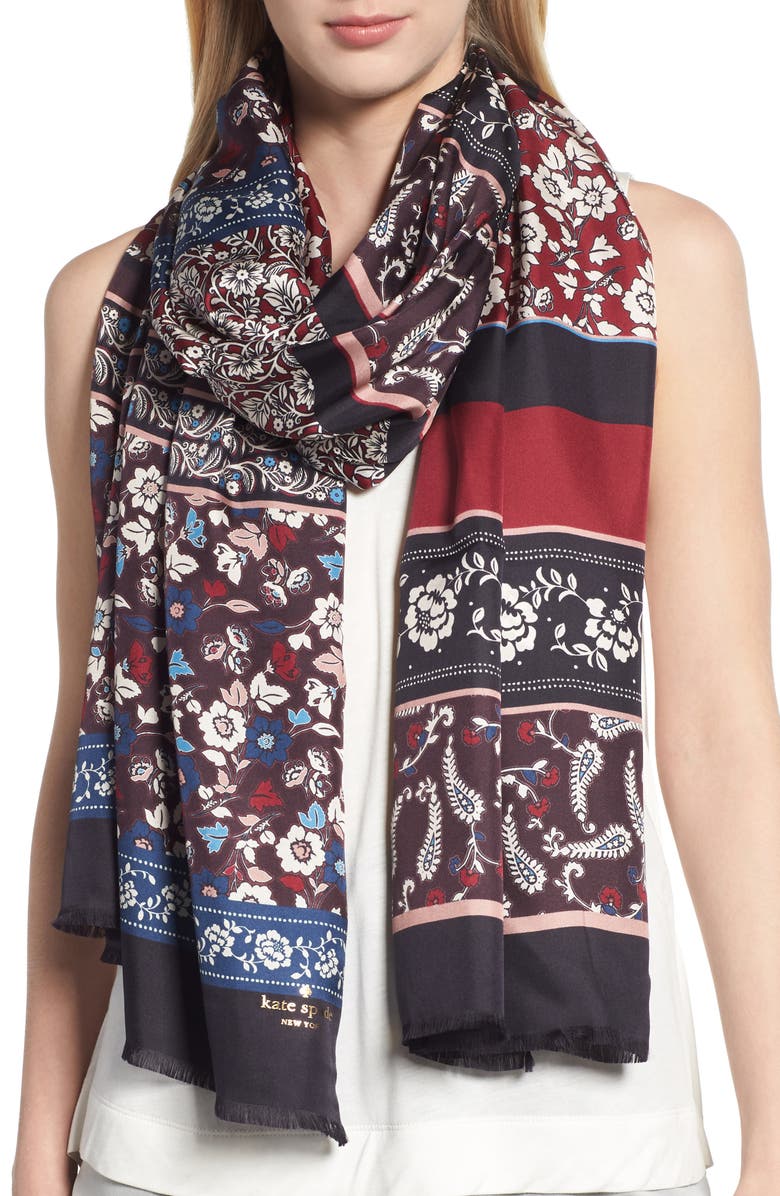 kate spade new york patchwork silk scarf | Nordstrom