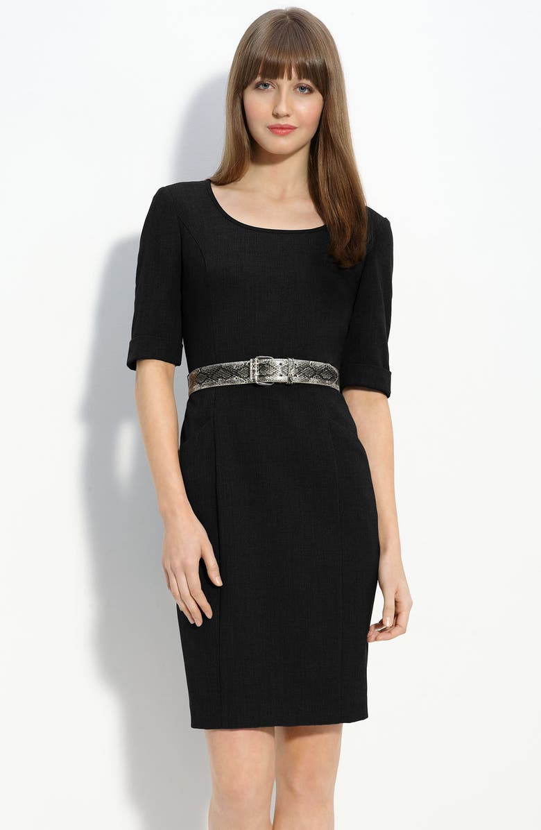 Calvin Klein 'Stretch Luxe' Belted Sheath Dress | Nordstrom