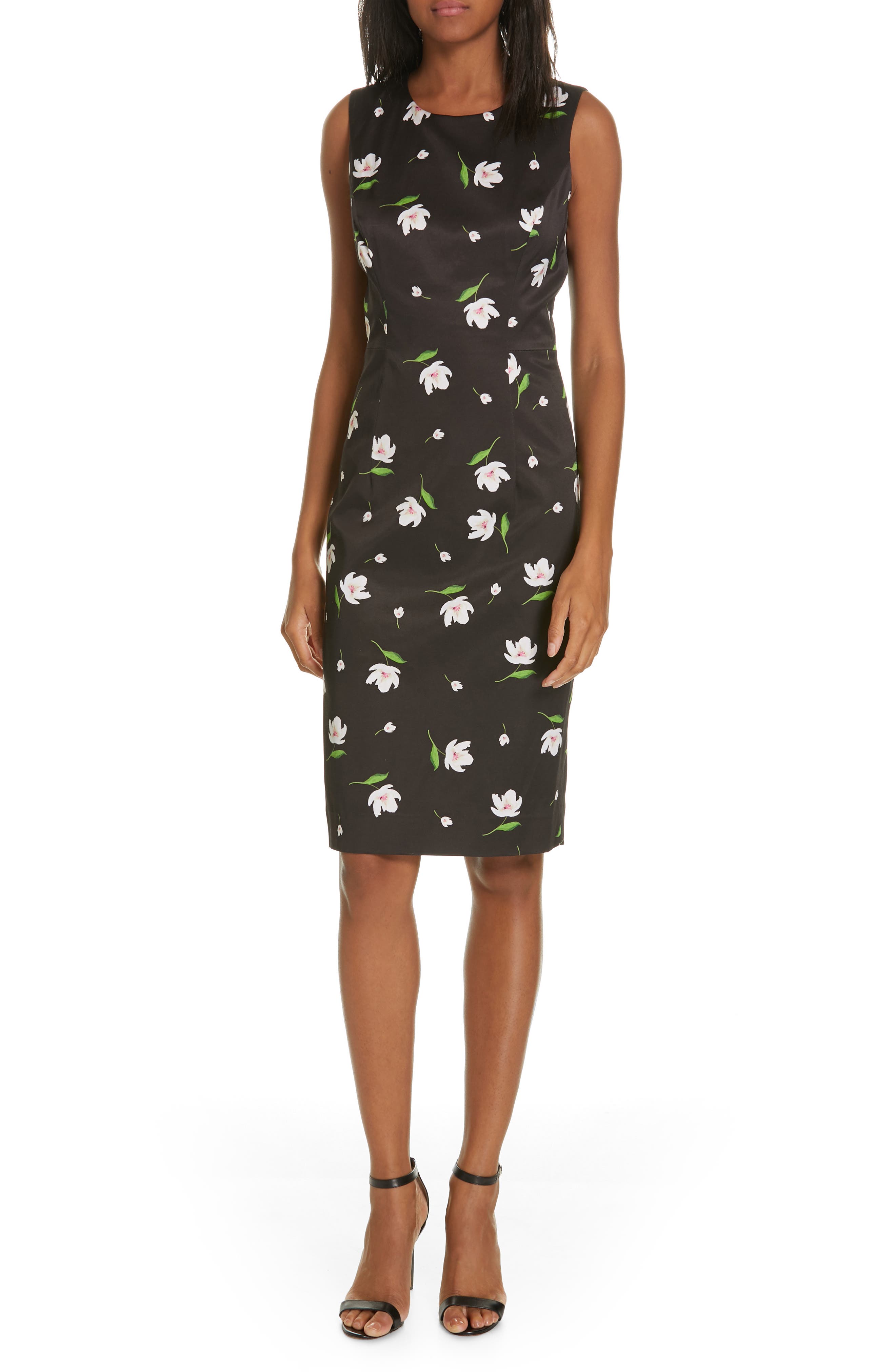Milly Kendra Floral Print Sheath Dress, Black
