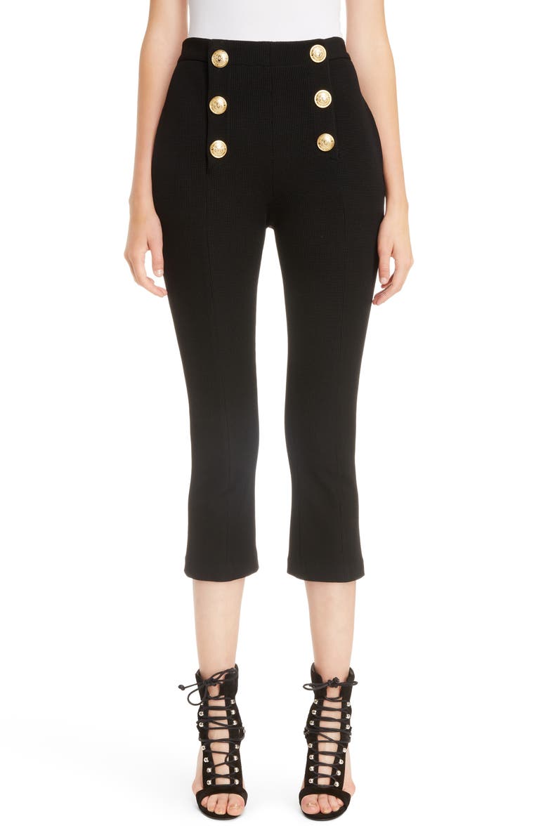 BALMAIN BUTTON CROP PANTS,RF15409V025