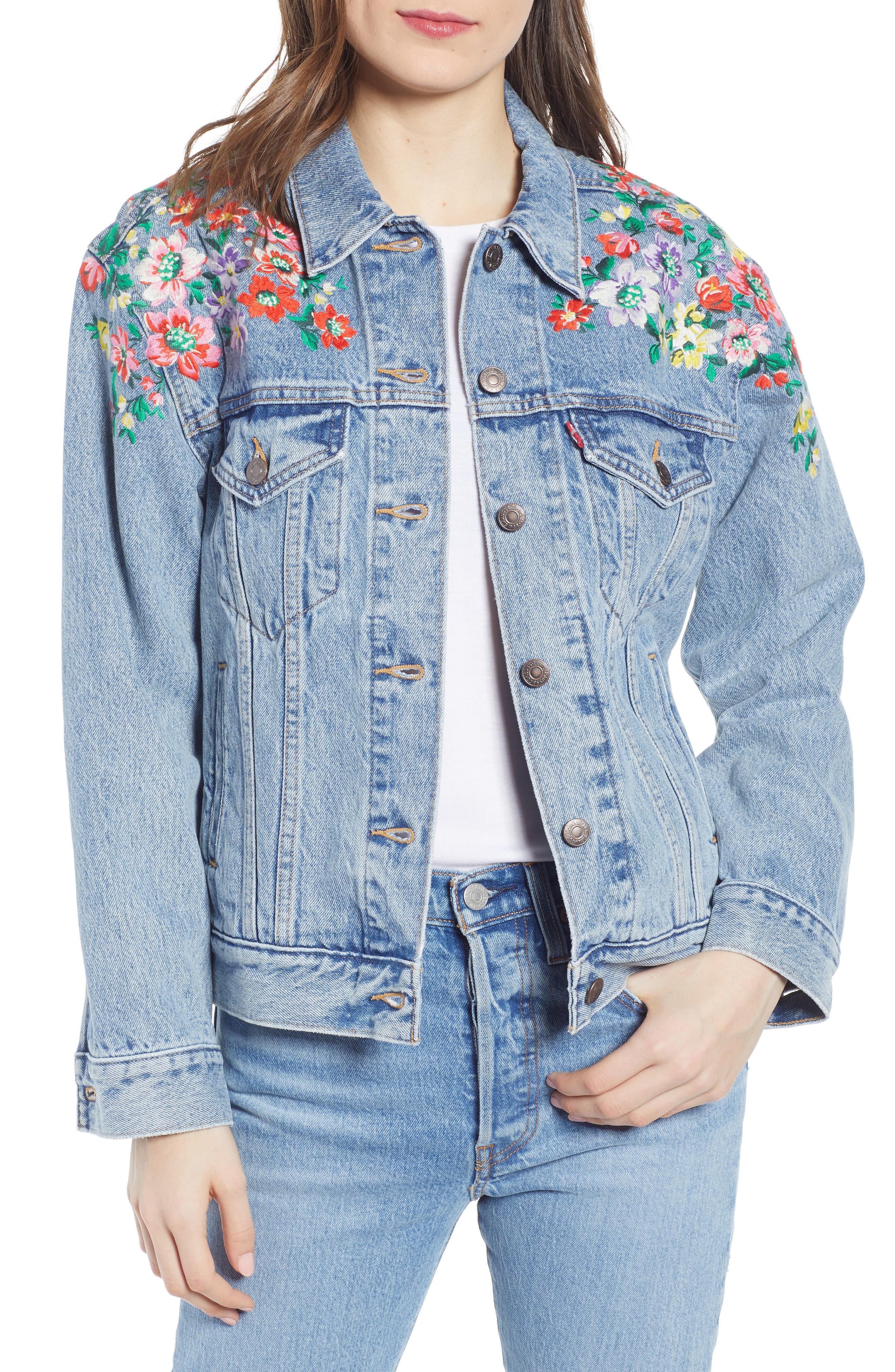 levi's floral embroidered jacket