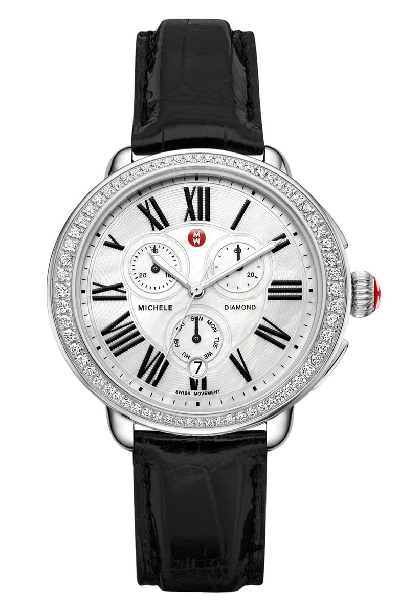 MICHELE 18MM ALLIGATOR WATCH STRAP,MS18AA010112