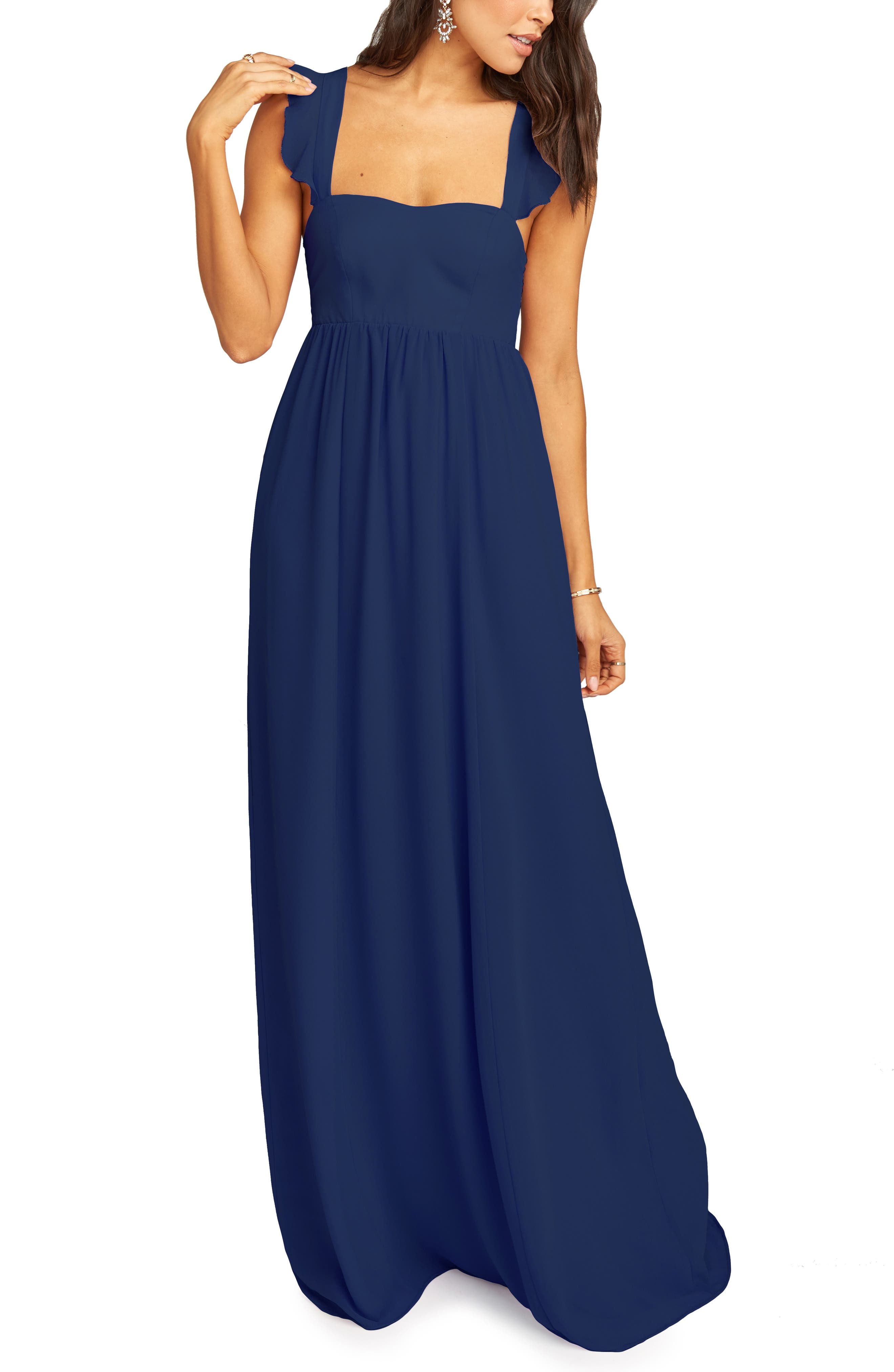 Show Me Your Mumu June Ruffle Strap Evening Dress, Blue