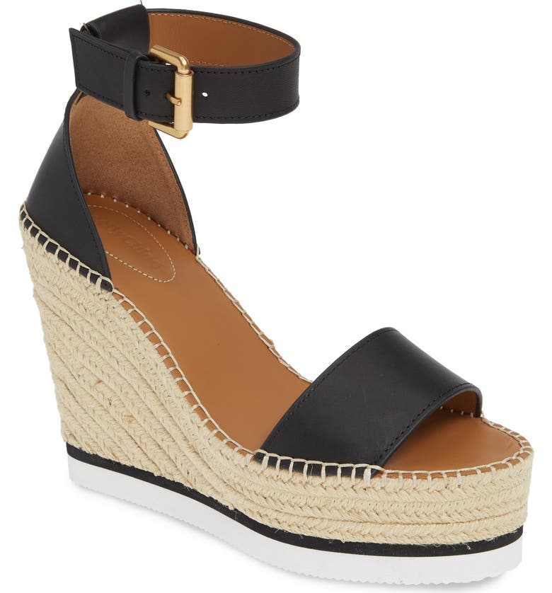 SEE BY CHLOÉ 'Glyn' Espadrille Wedge Sandal, Main, color, BLACK