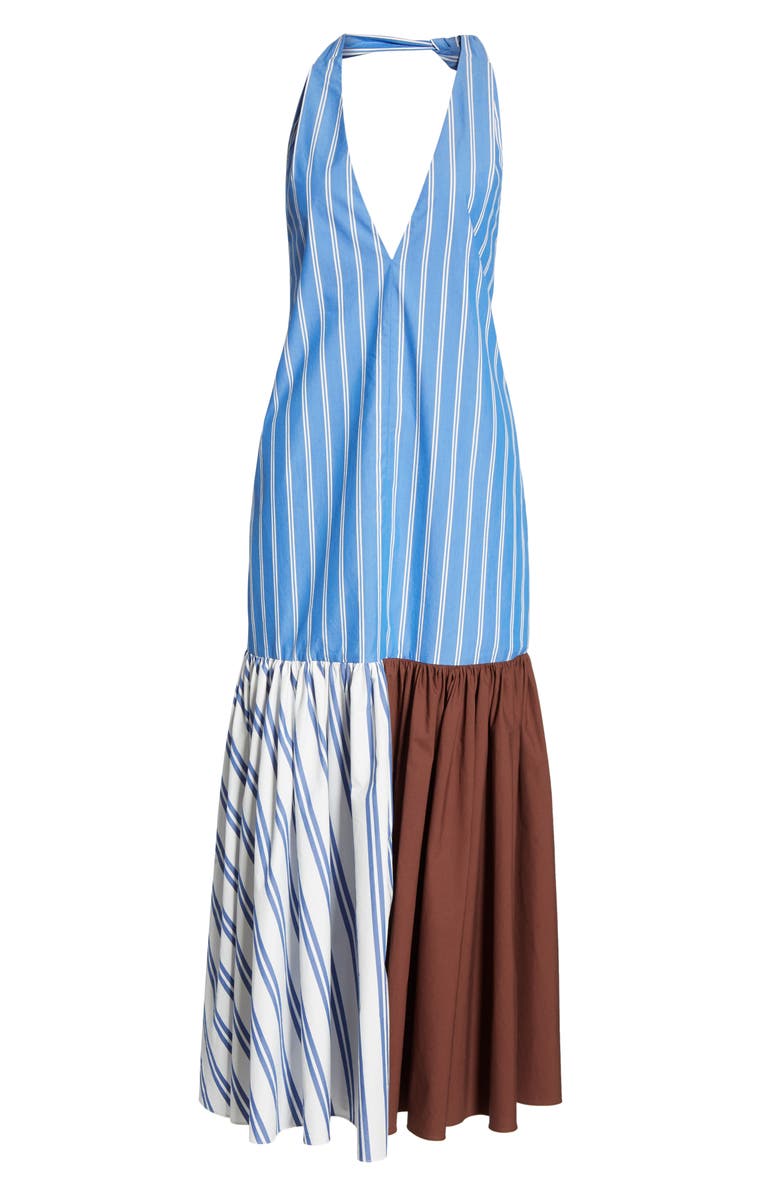 TIBI VIVIAN STRIPE HALTER MIDI DRESS,S319VV1208