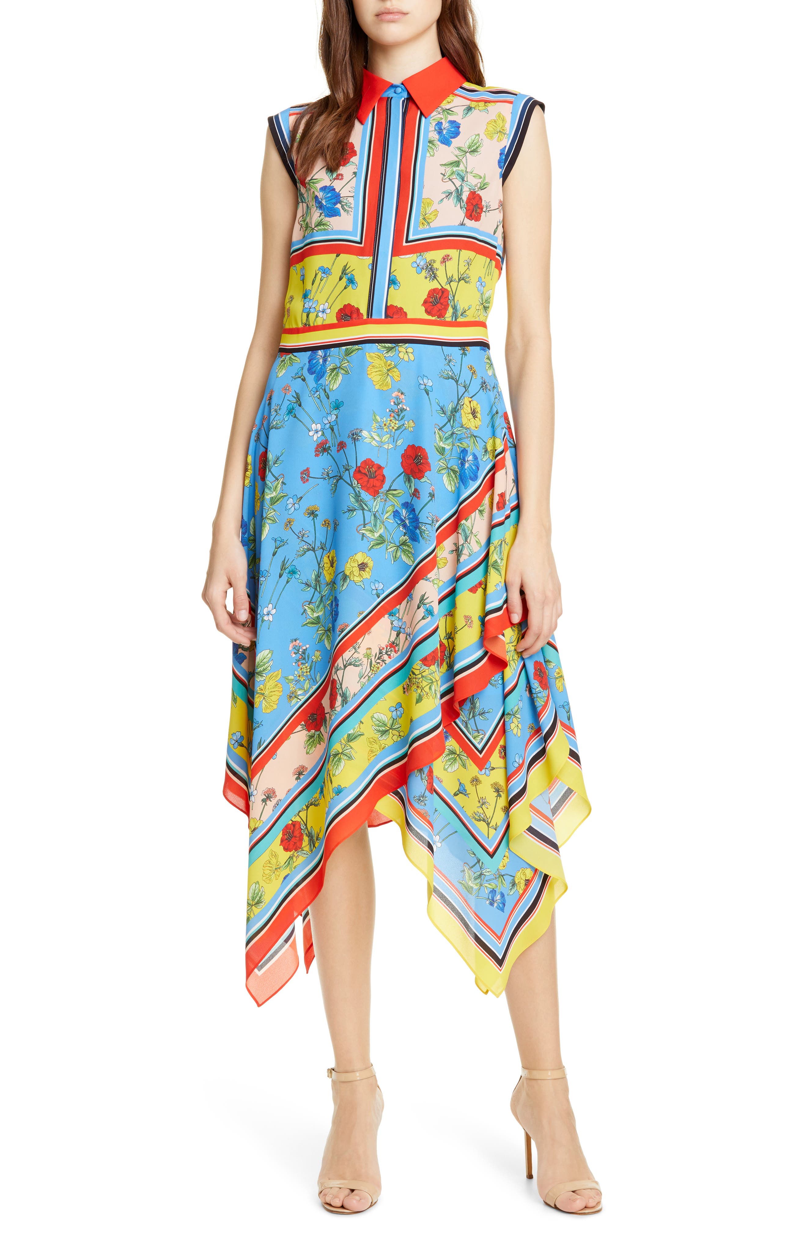 Alice + Olivia Farrah Handkerchief Dress, Blue