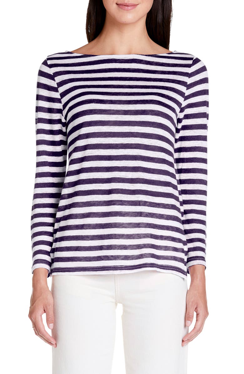 Michael Stars Tops KELLY STRIPE BOATNECK LINEN TOP