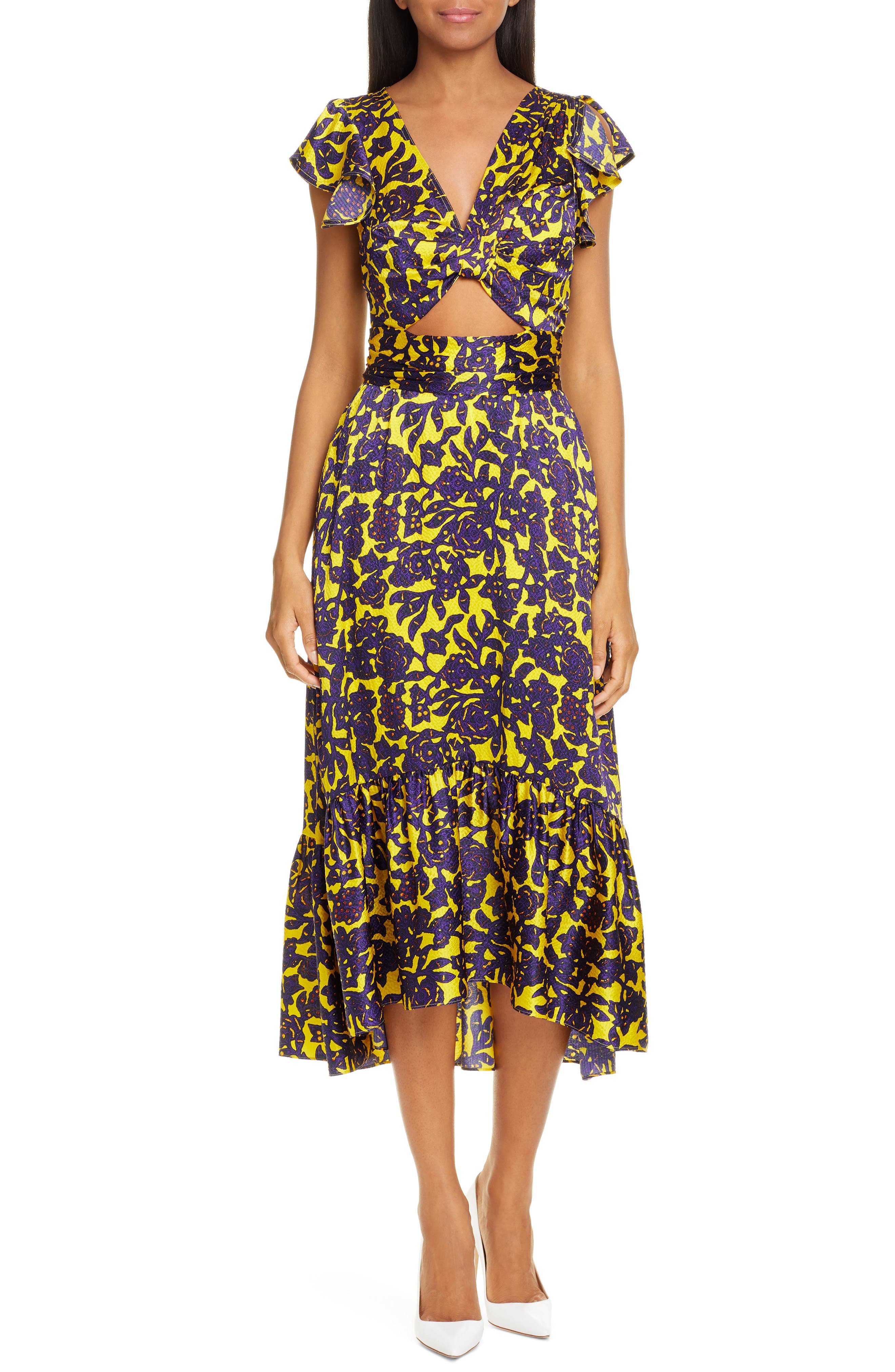 A.l.c. Valencia Silk Midi Dress, Yellow