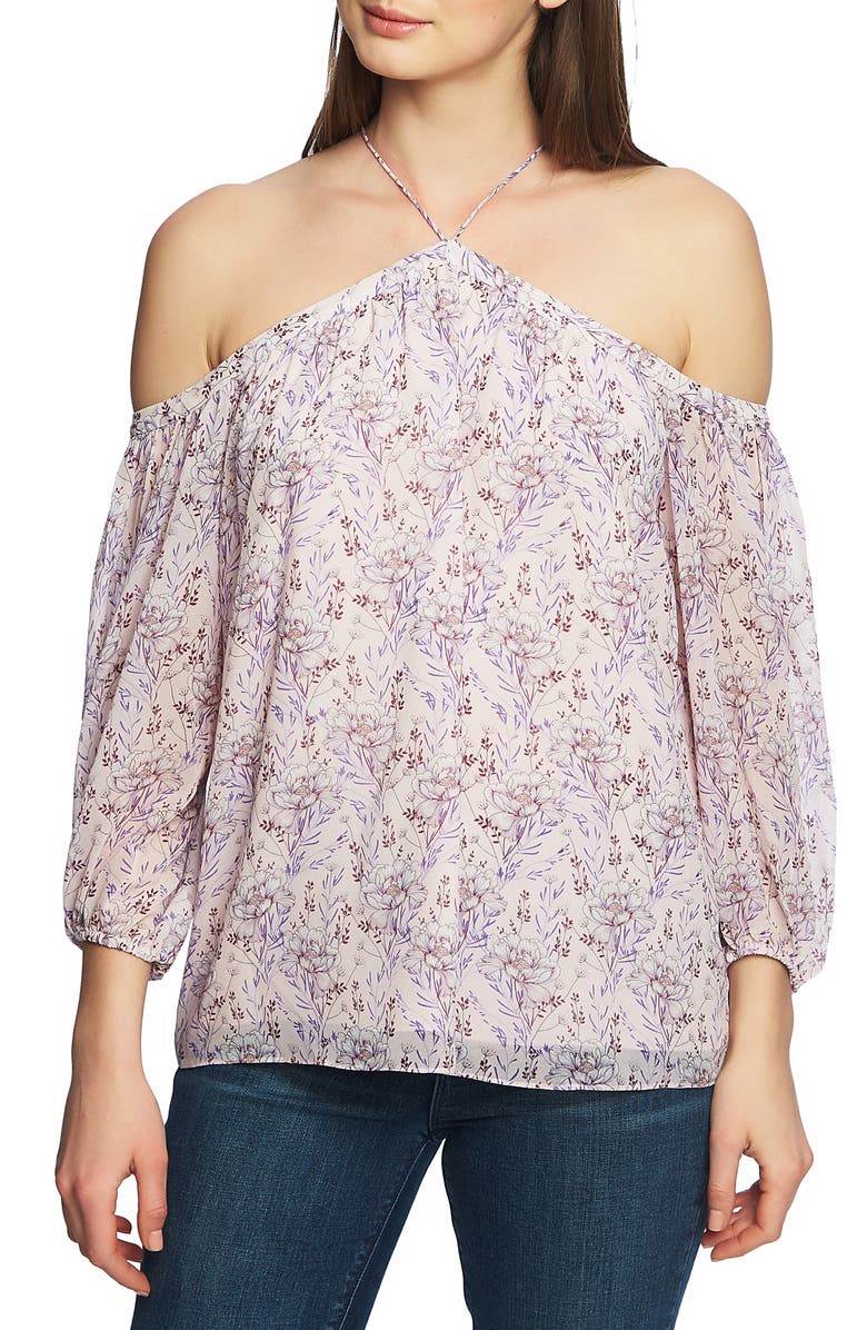1.state Tops OFF THE SHOULDER SHEER CHIFFON BLOUSE