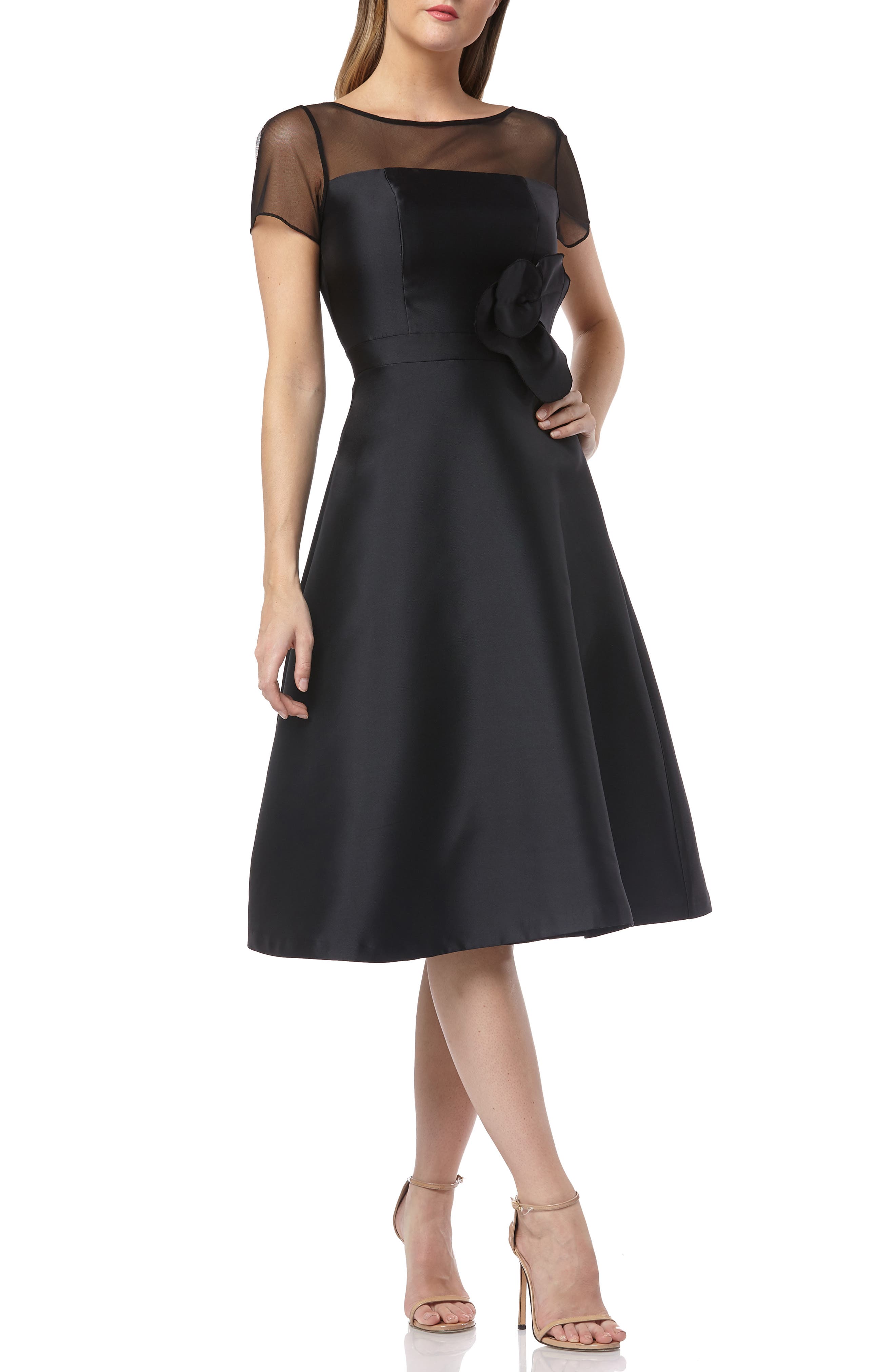 Kay Unger Illusion Yoke Fit & Flare Cocktail Dress Nordstrom