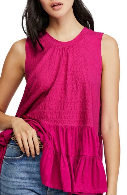Free People Right On Time Tunic Top In Raspberry