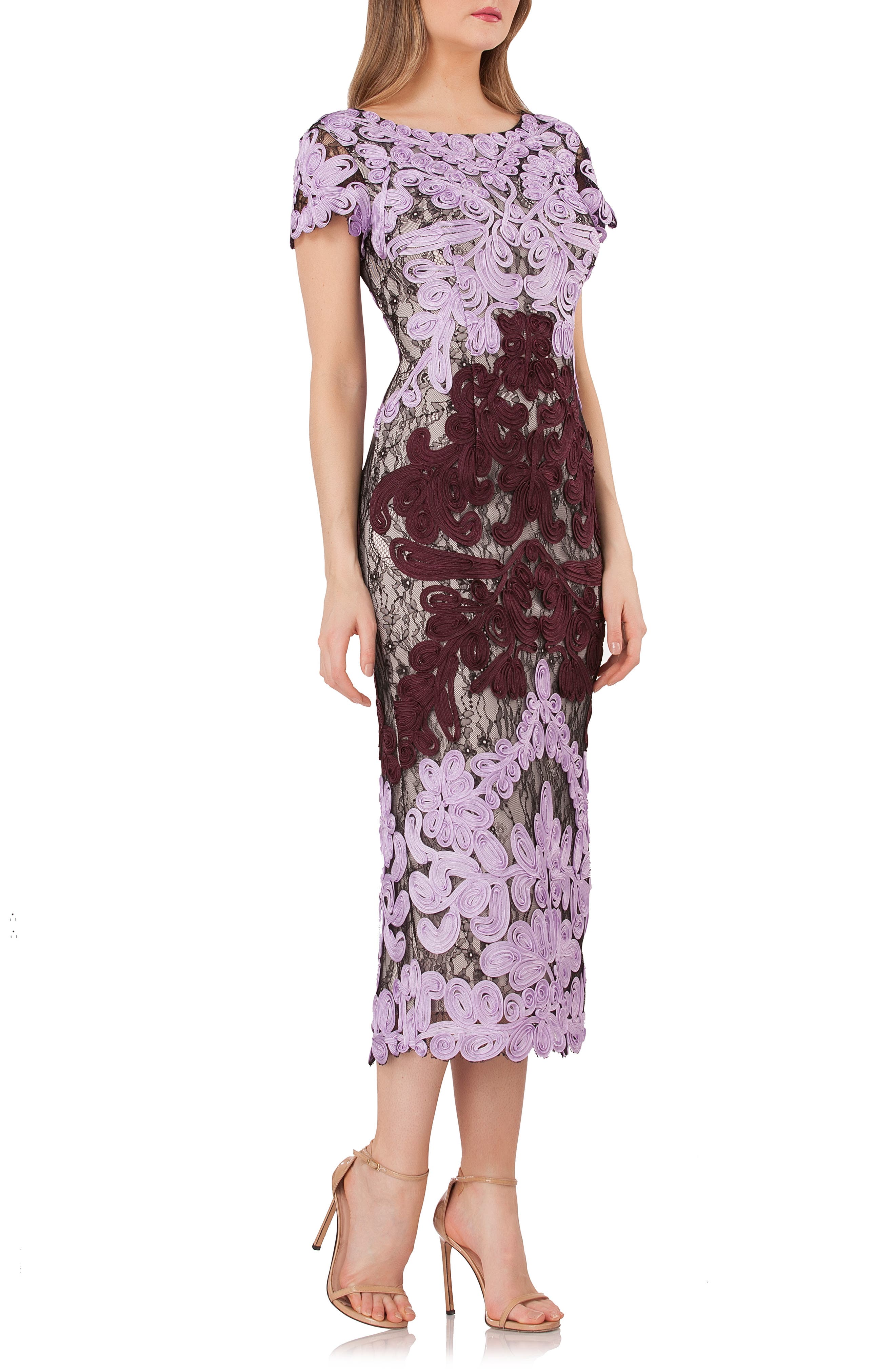 Js Collections Soutache Lace Midi Dress, Purple