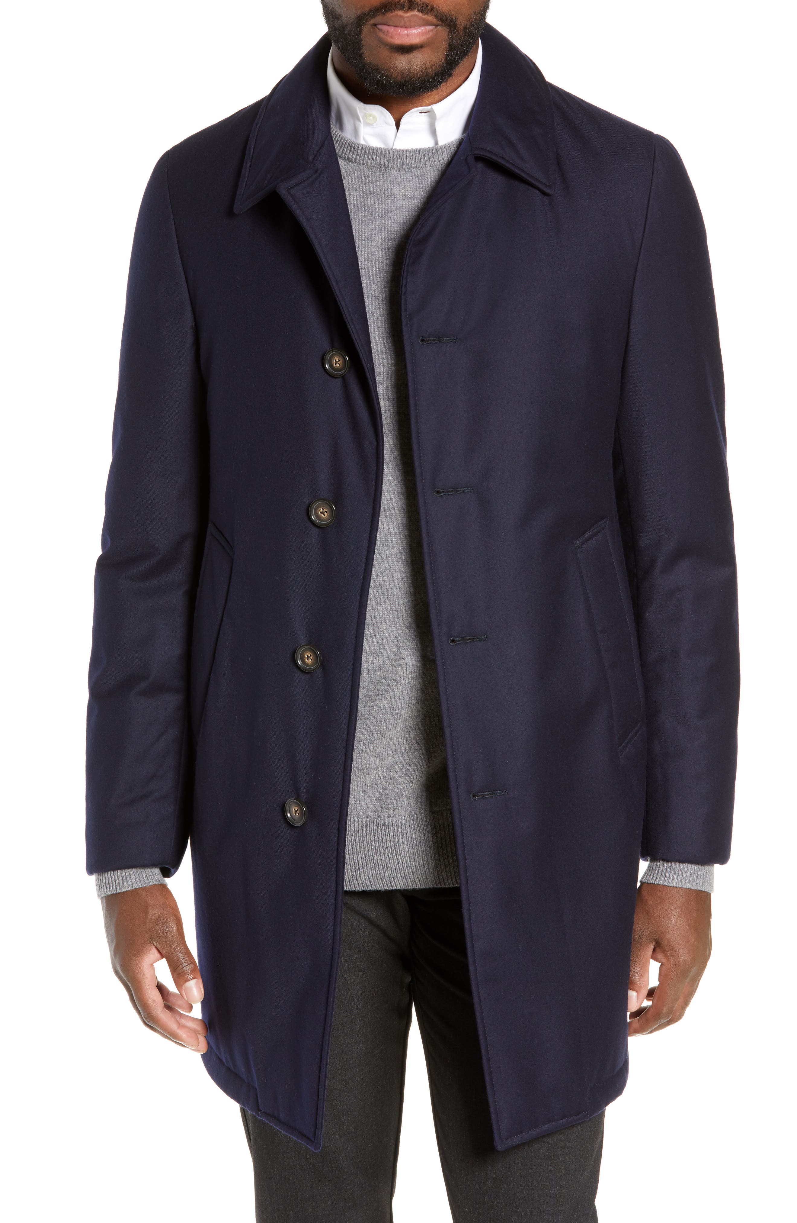 Hickey Freeman Wool Blend Down & Feather Coat, 0 R - Blue