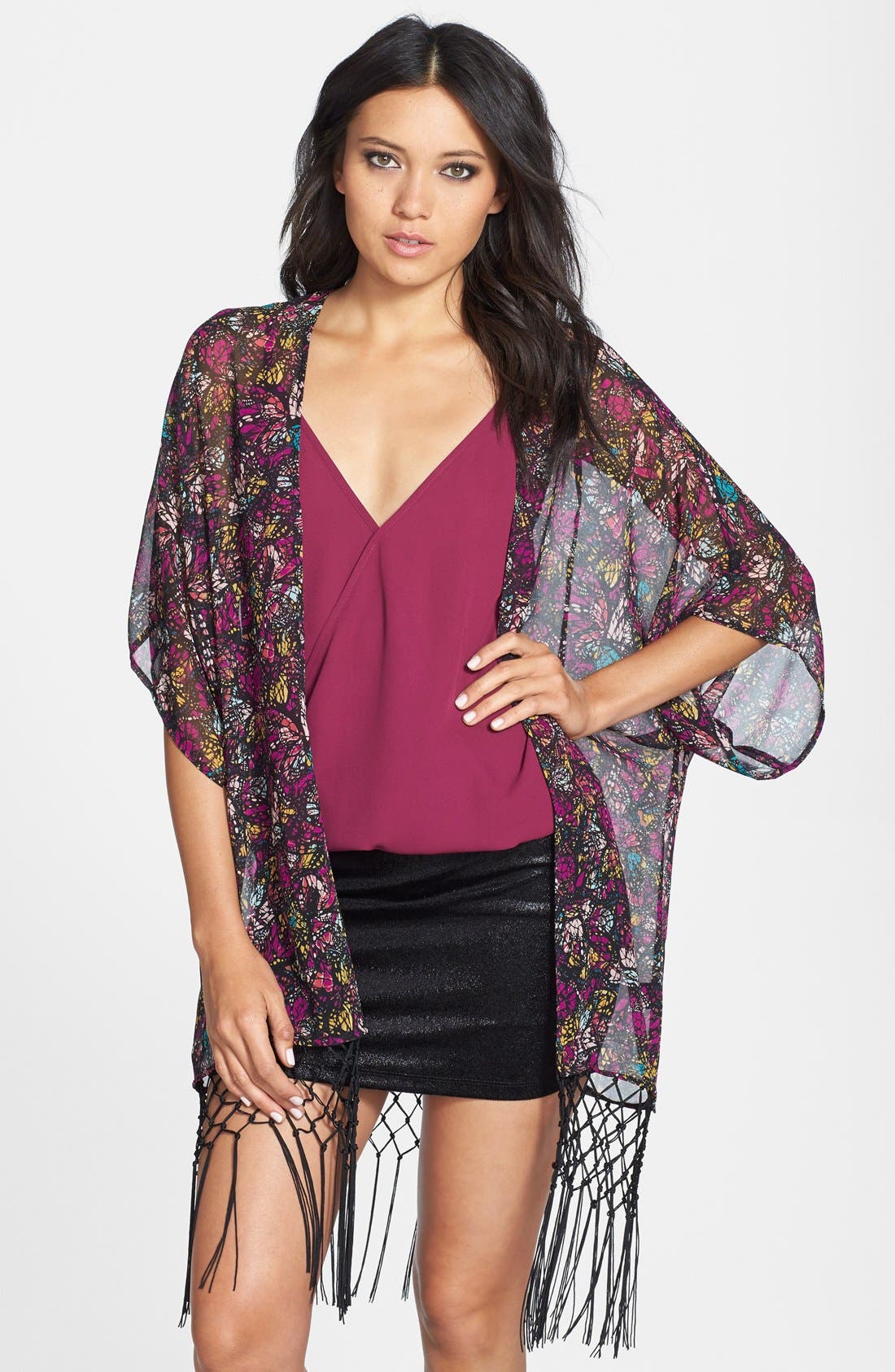 WAYF Floral Kimono Sleeve Cardigan Nordstrom