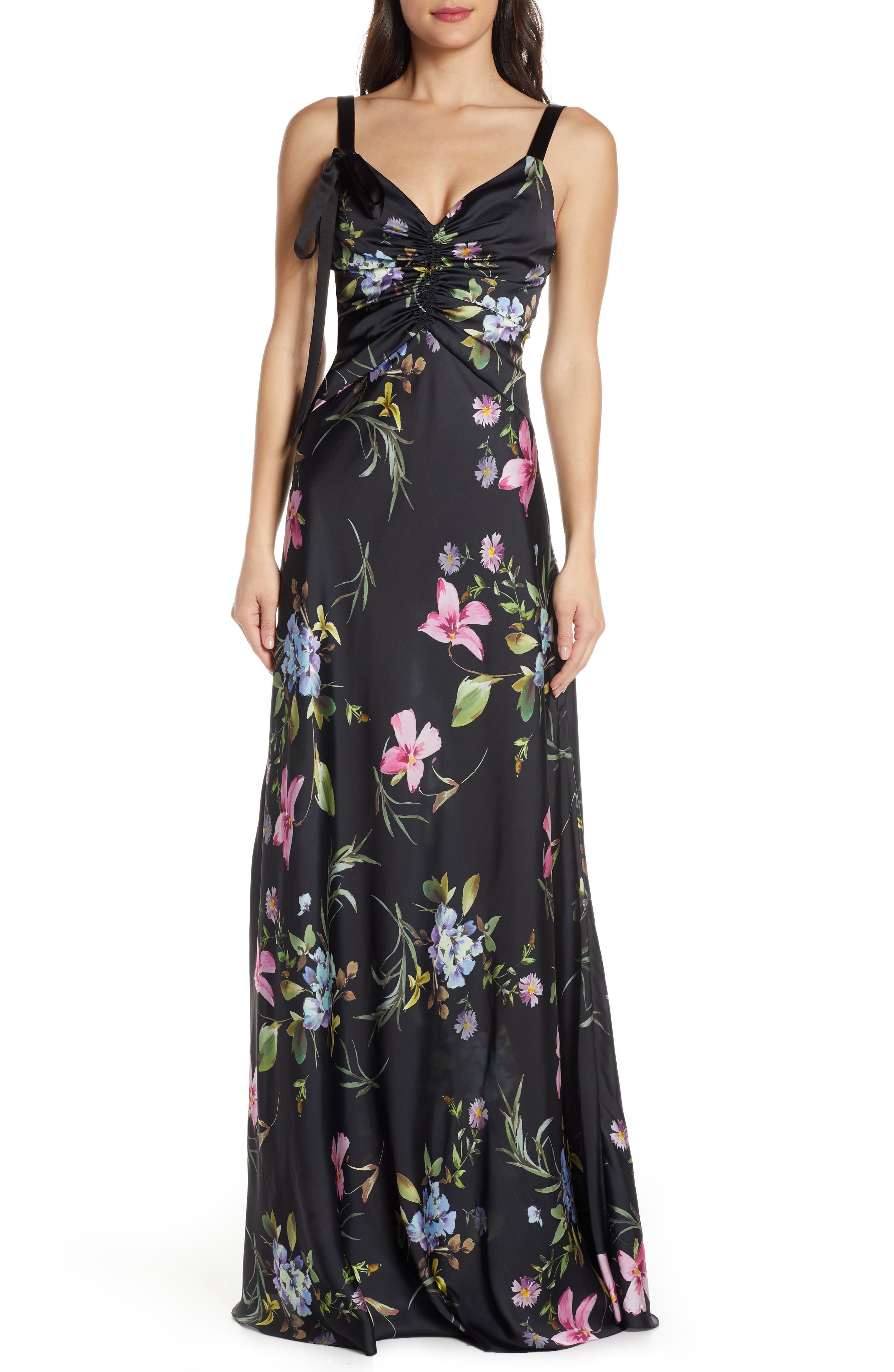 Jill Jill Stuart Floral Gown, Black