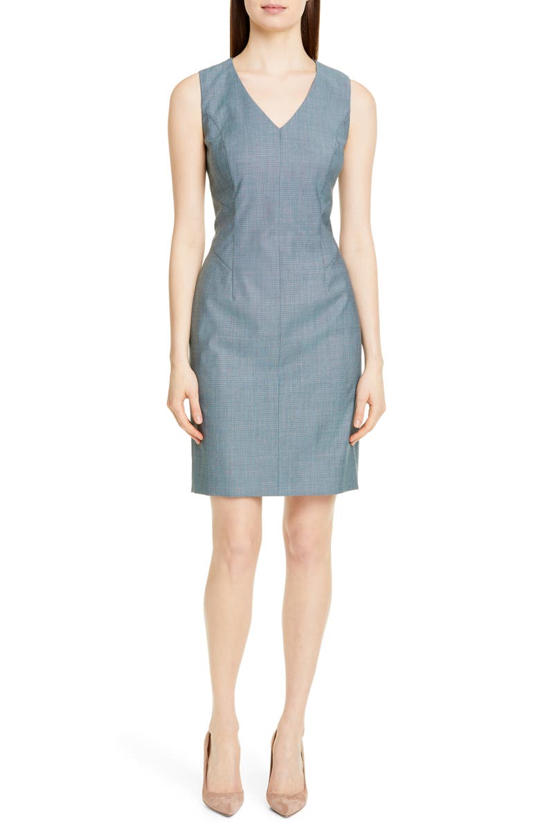 Boss Dresses DICTANA MICROCHECK WOOL SHEATH DRESS