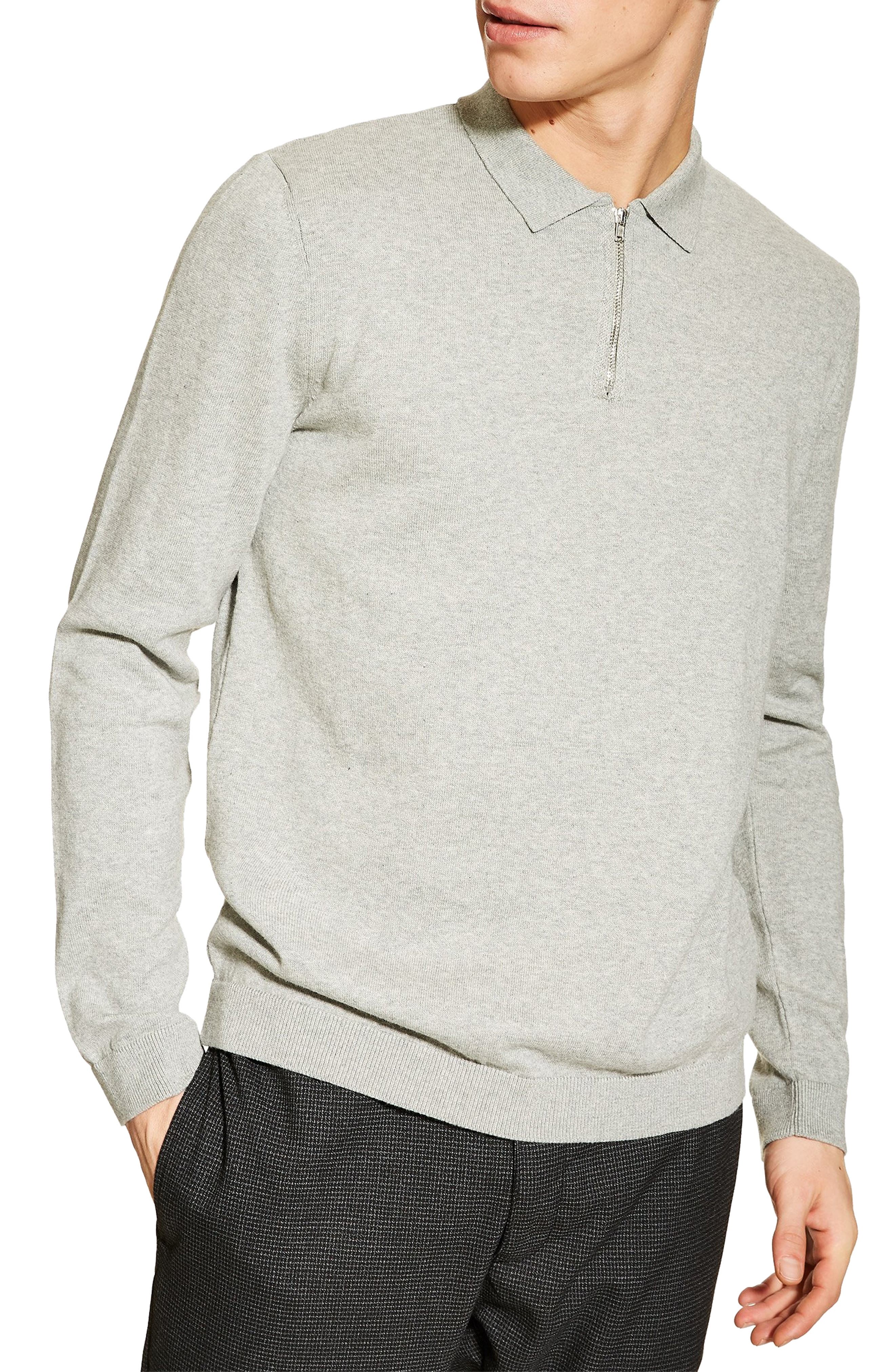 Topman Zip Long Sleeve Polo Nordstrom