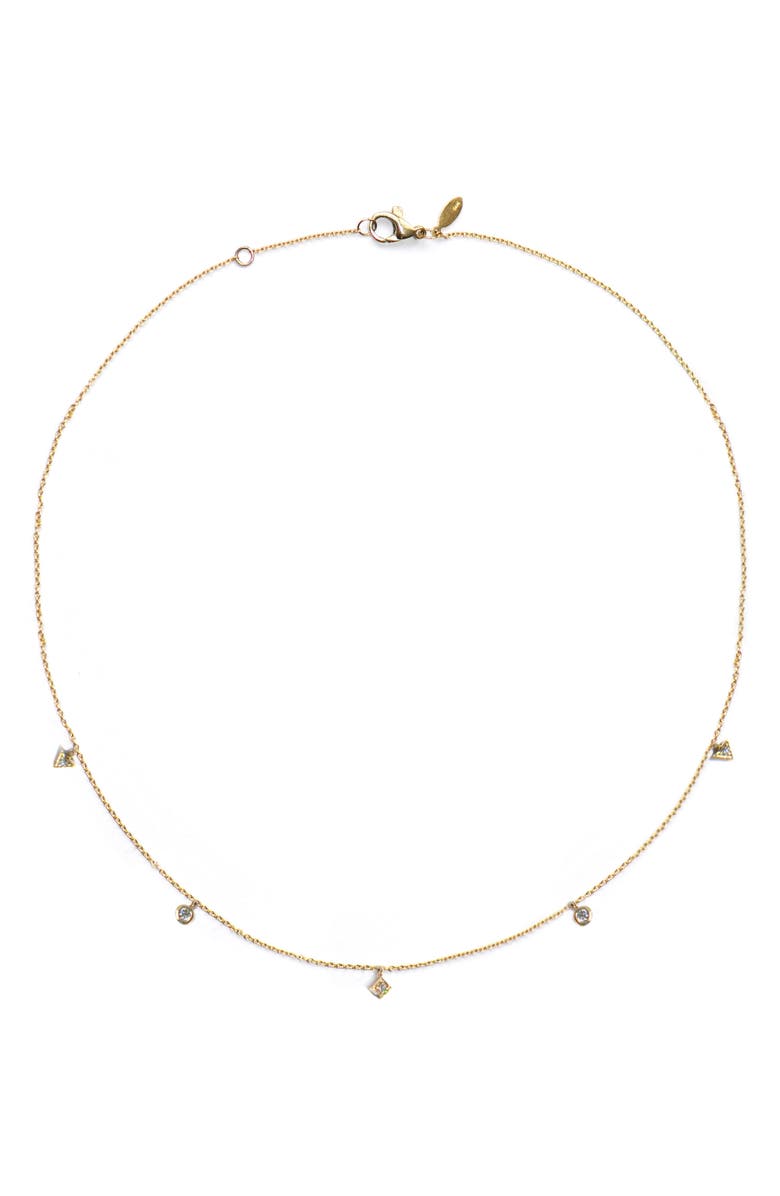 Click to view more detailed imagery on our partner's website Anzie Cleo Diamond Dangling Shapes Necklace In Gold/ Diamond