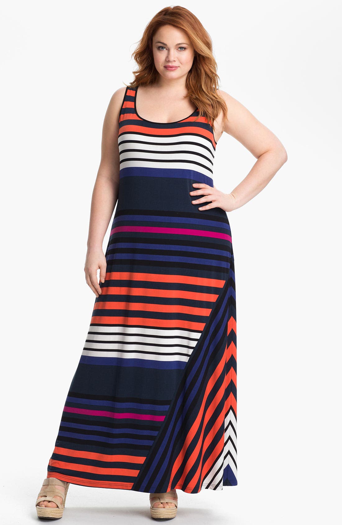 Calvin Klein Stripe Tank Maxi Dress (Plus) Nordstrom