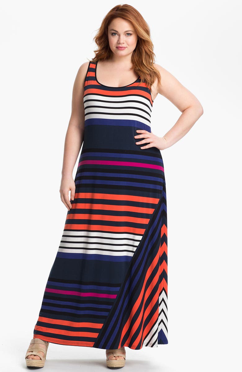 Calvin Klein Stripe Tank Maxi Dress (Plus) | Nordstrom
