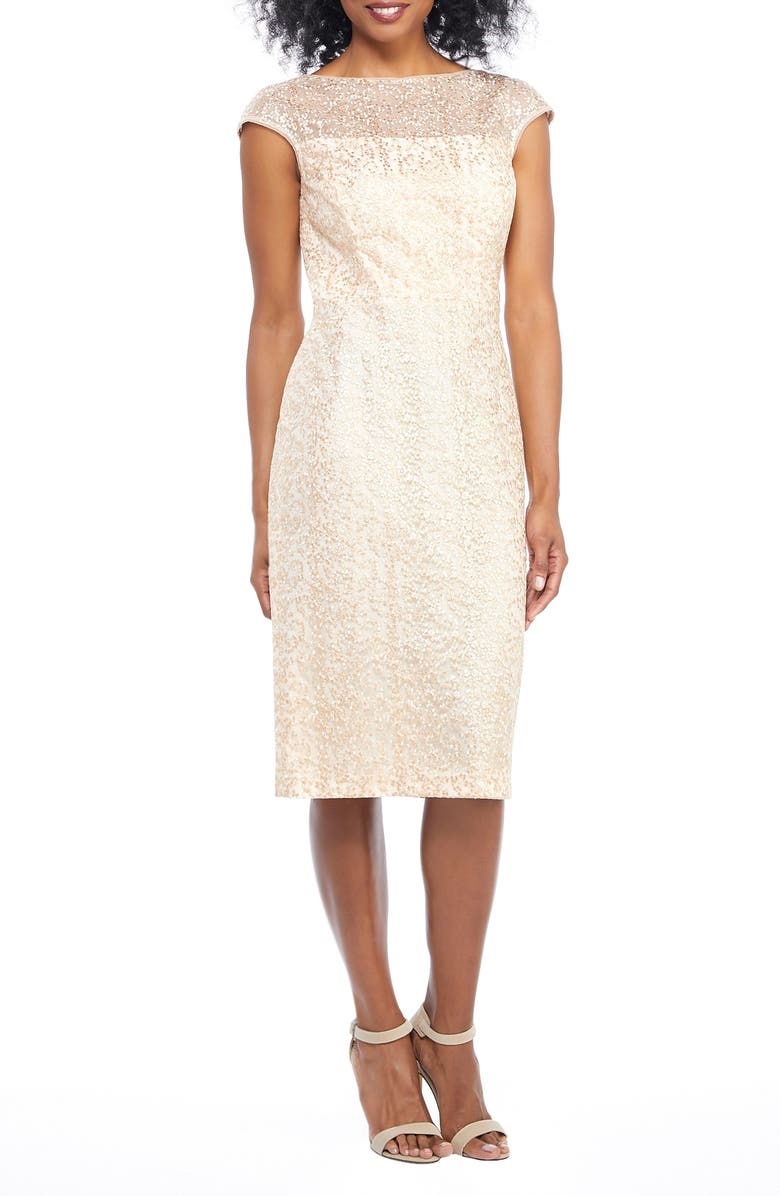Maggy London Sequin Abstract Rose Sheath Dress | Nordstrom