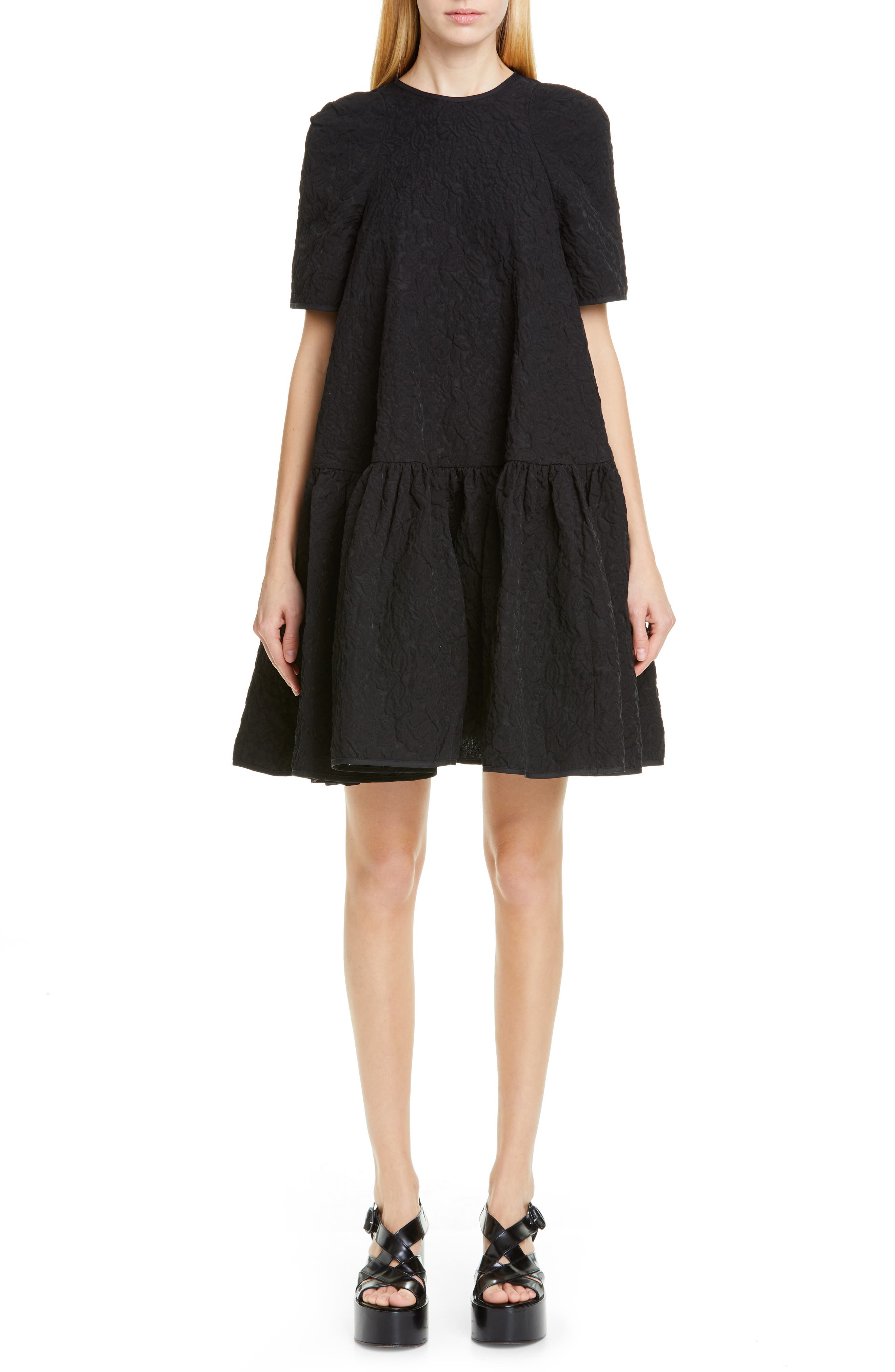 Cecilie Bahnsen Annabella Floral Matelasse Dress, US / 10 UK - Black