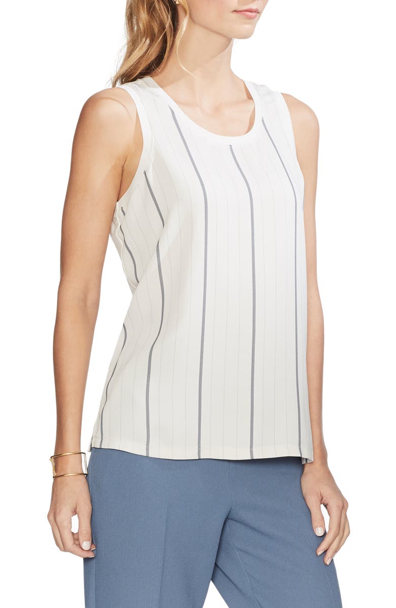Vince Camuto Tops STRIPED MIXED MEDIA TANK